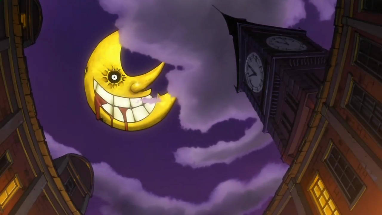 Soul Eater Moon, crescent moon, clock tower, HD Desktop Wallpaper