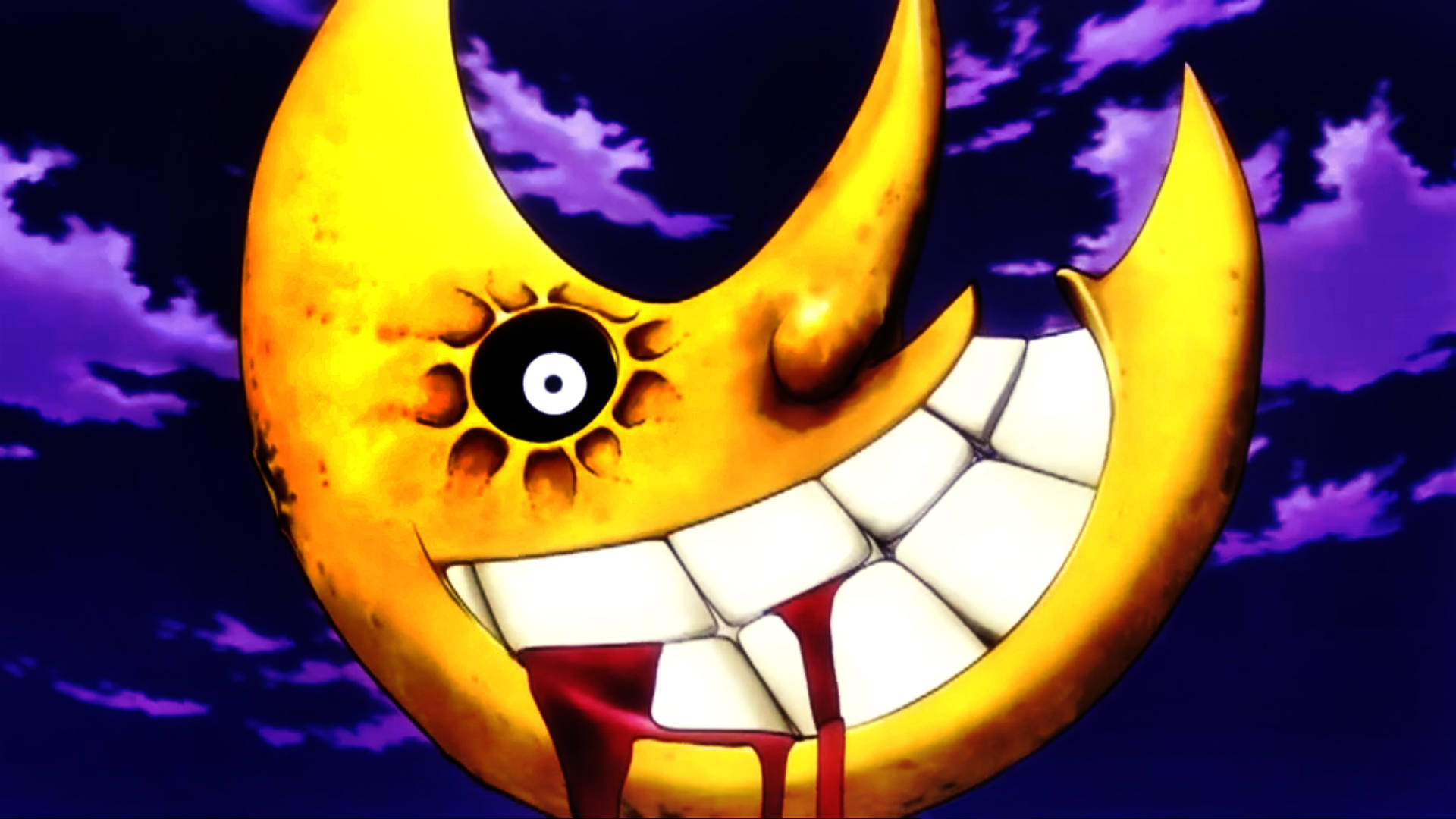 Soul Eater Moon, golden crescent moon, single eye, Full HD Desktop Wallpaper