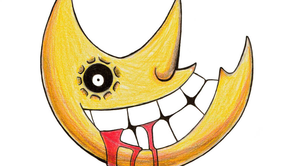 Soul Eater Moon, yellow crescent moon, one eye, SD Desktop Wallpaper