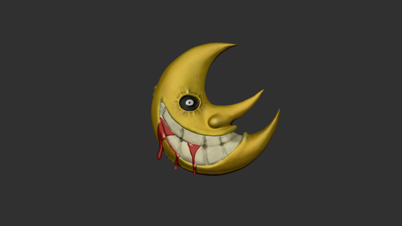 Soul Eater Moon, golden crescent moon, single eye, HD Desktop Wallpaper