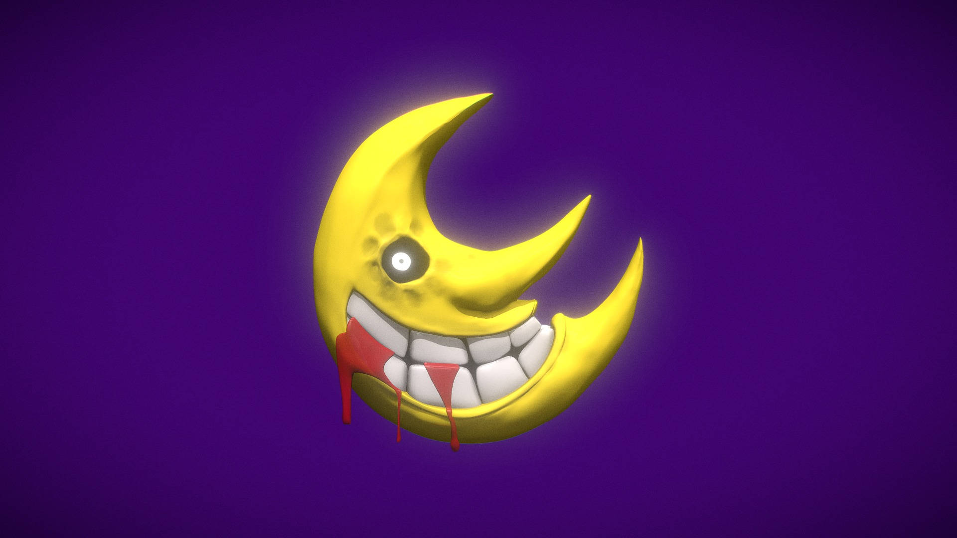 Soul Eater Moon, purple, yellow crescent moon, Full HD Desktop Wallpaper