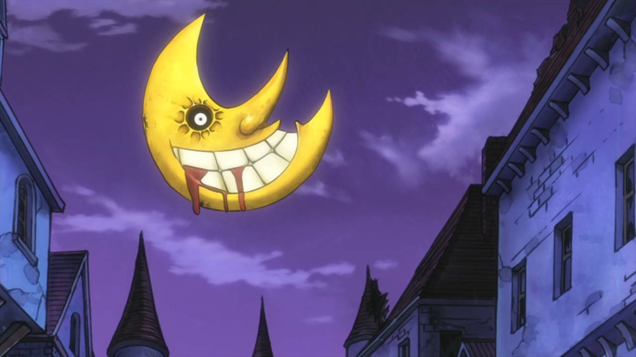 Soul Eater Moon, yellow crescent moon, single eye, HD Desktop Wallpaper