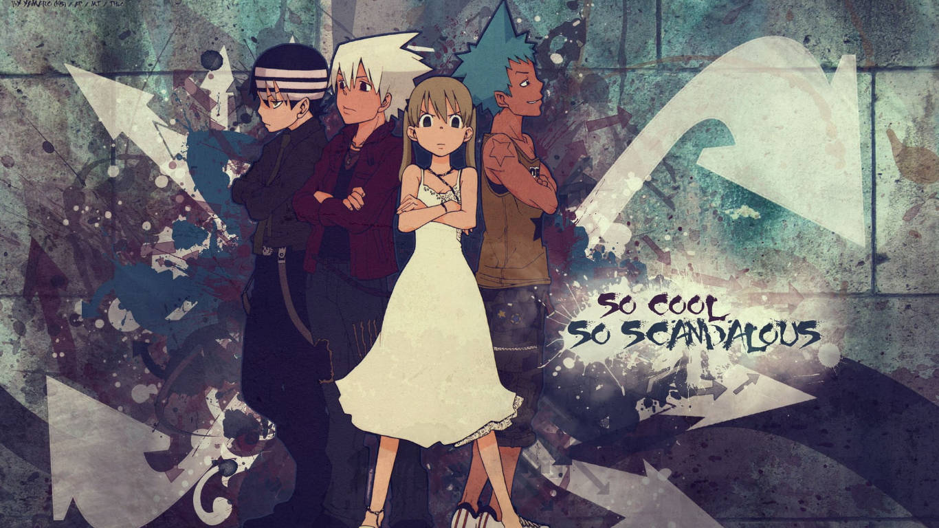 Soul Eater, anime characters, graffiti-covered wall, HD Desktop Wallpaper