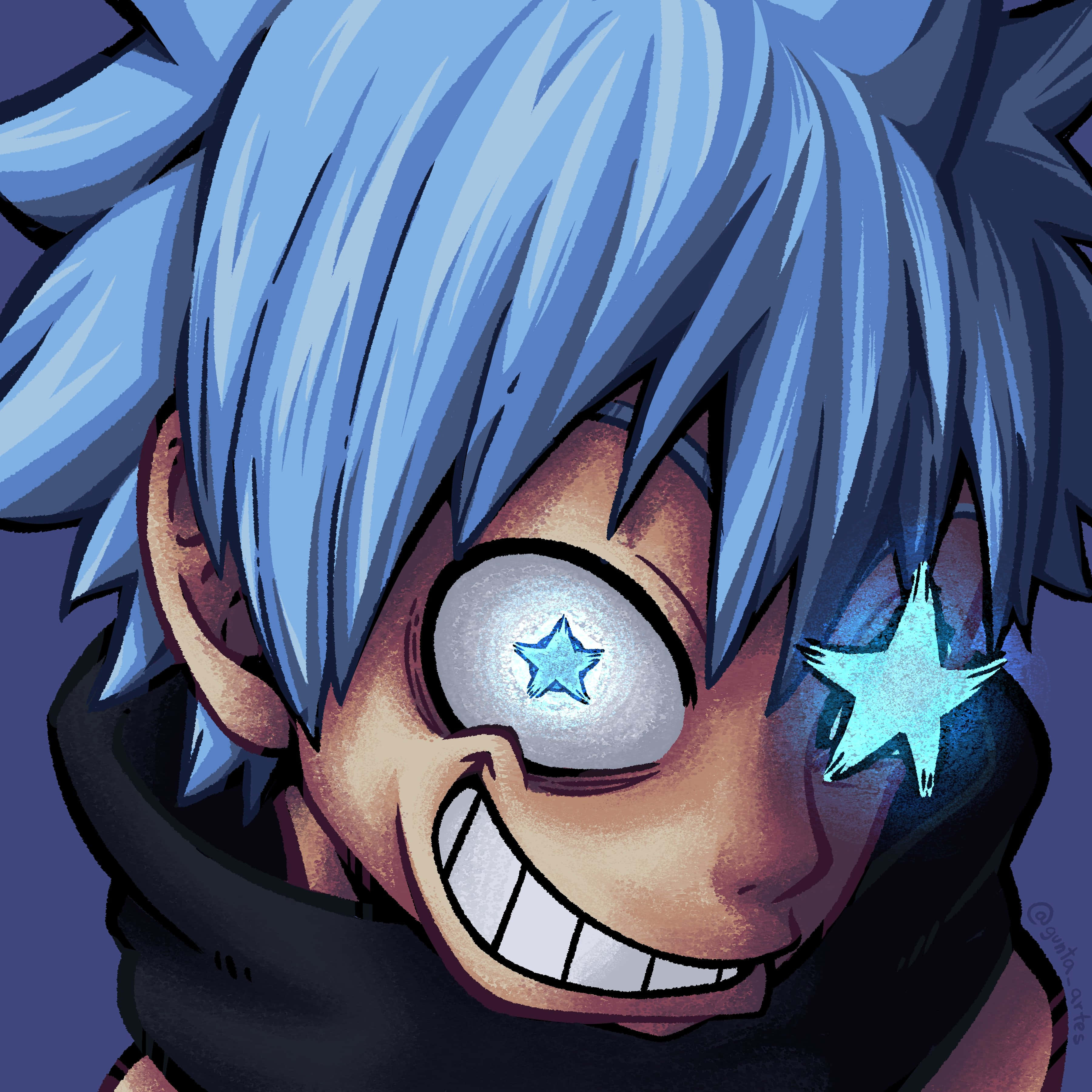 Soul Eater, star eyes, spiky blue hair, 2K Desktop Wallpaper