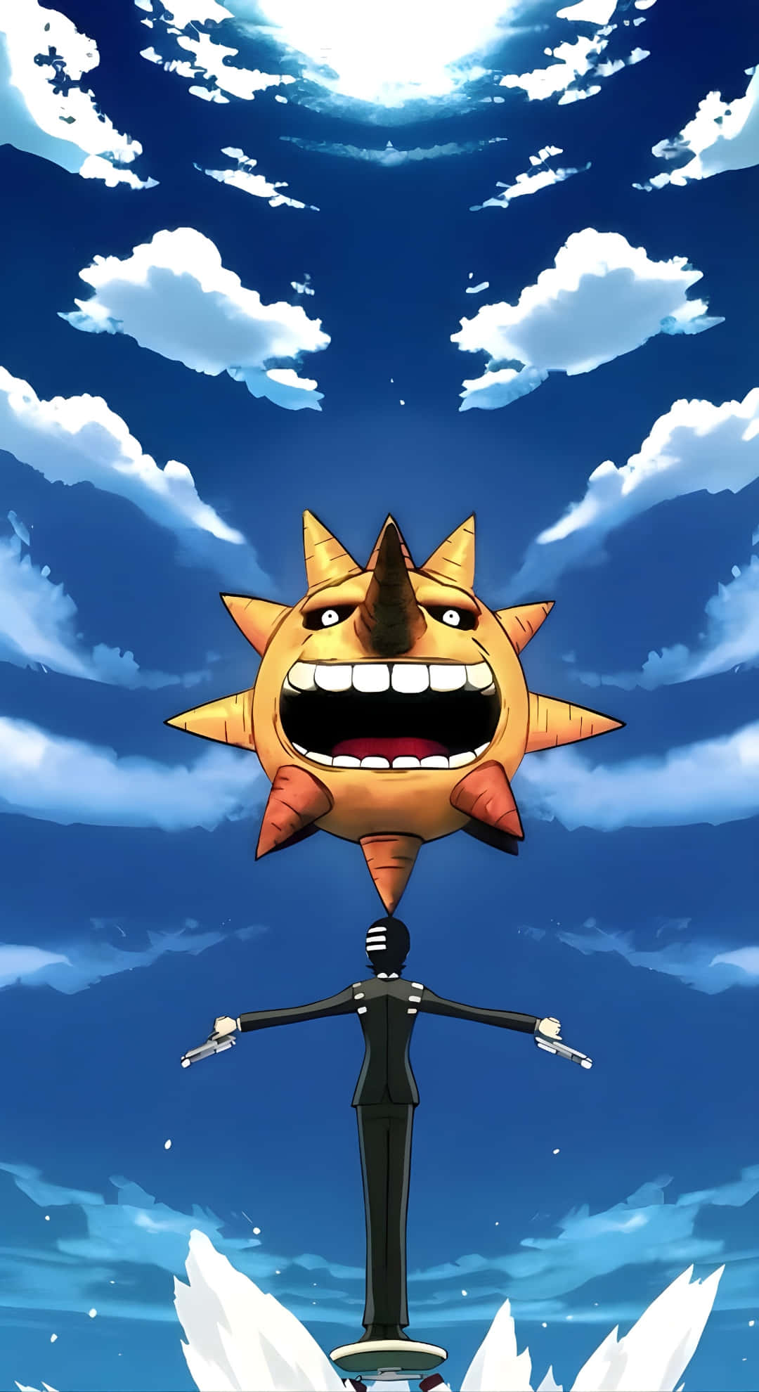 Soul Eater Sun, cartoon sun, grinning face, Full HD Phone Wallpaper