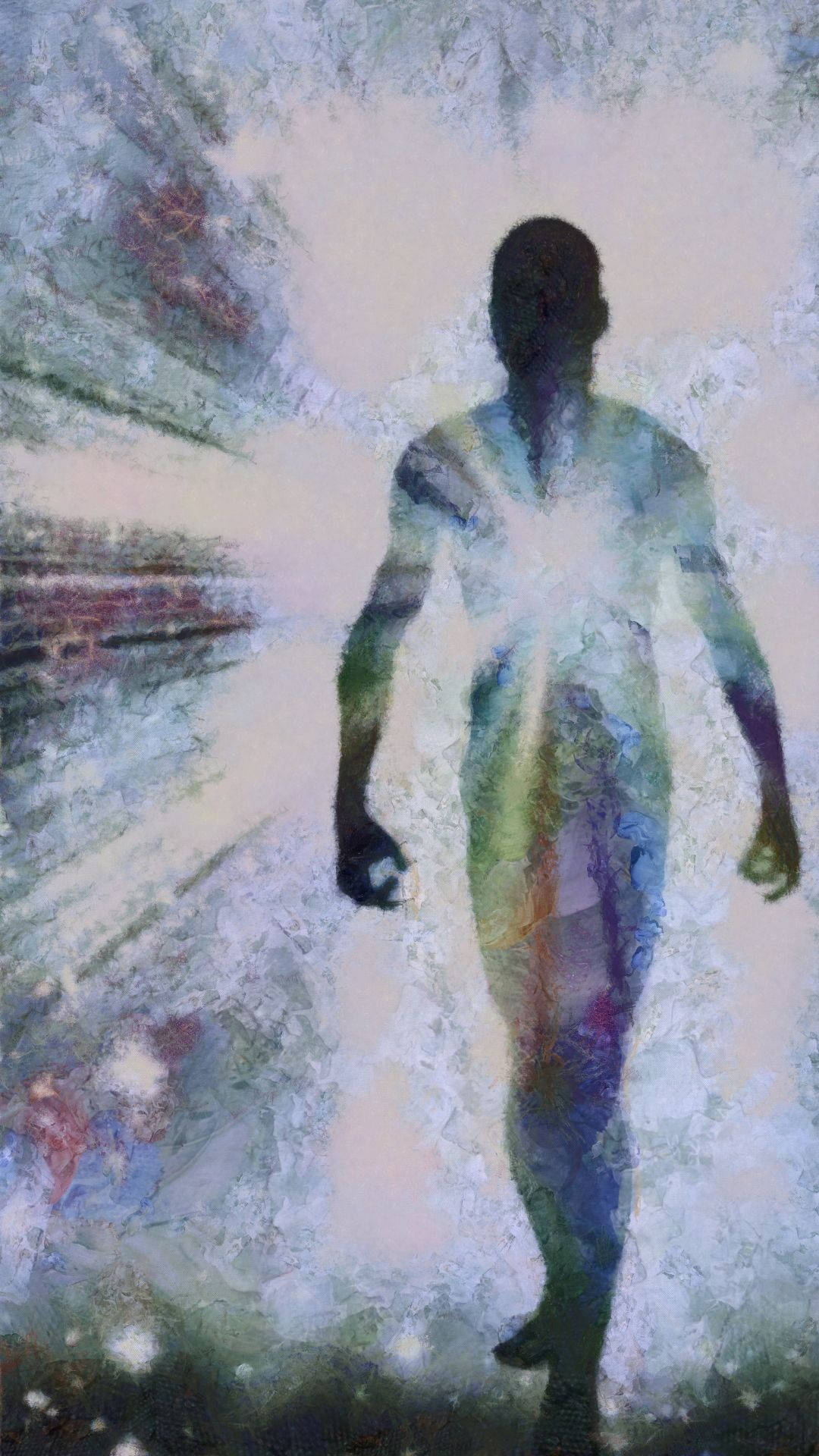 Soul Spirit Beaming Abstract Art, cool blues, whites, Full HD Phone Wallpaper