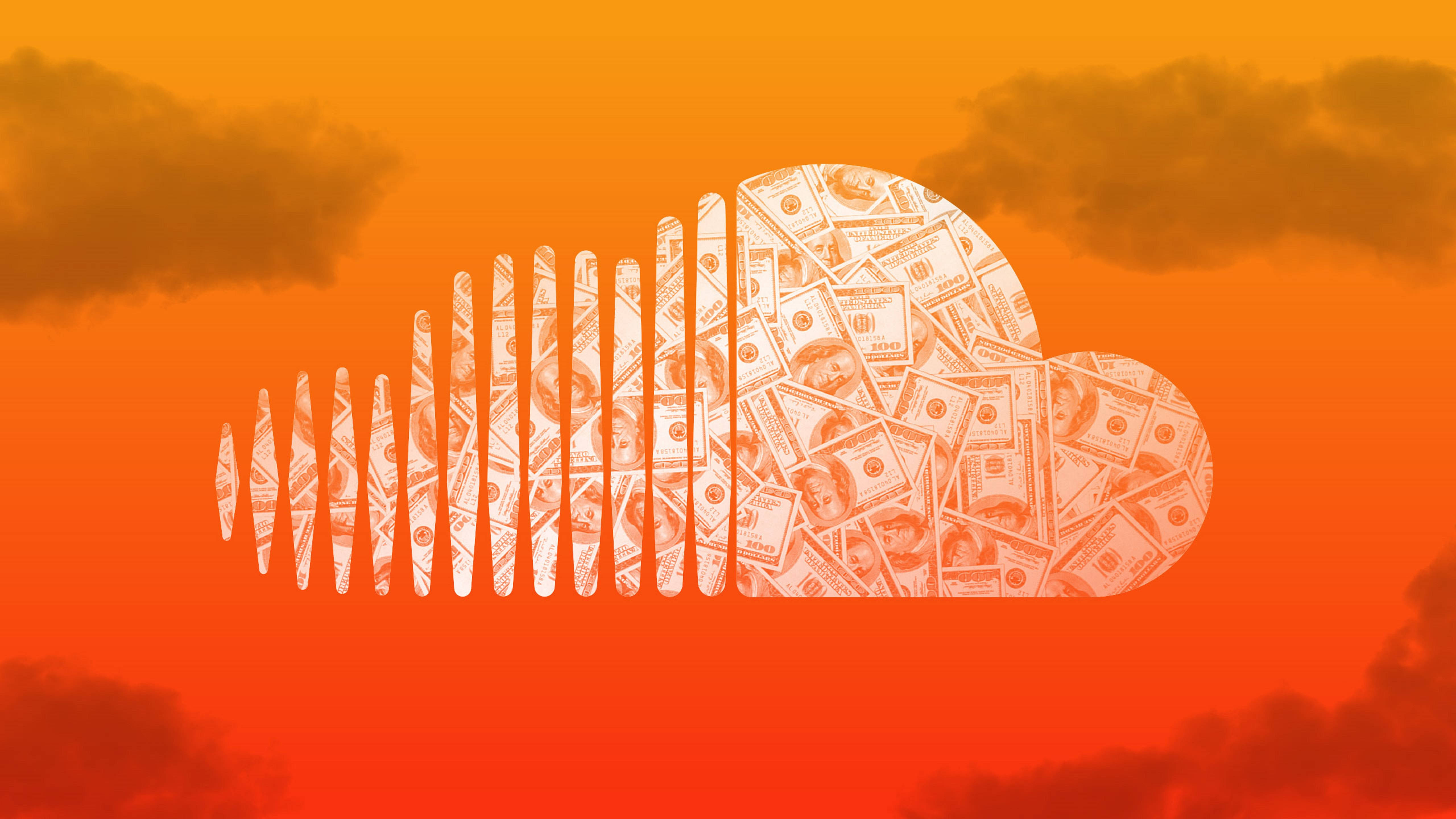 SoundCloud, dollar bills, soundwave, 5K Desktop Wallpaper