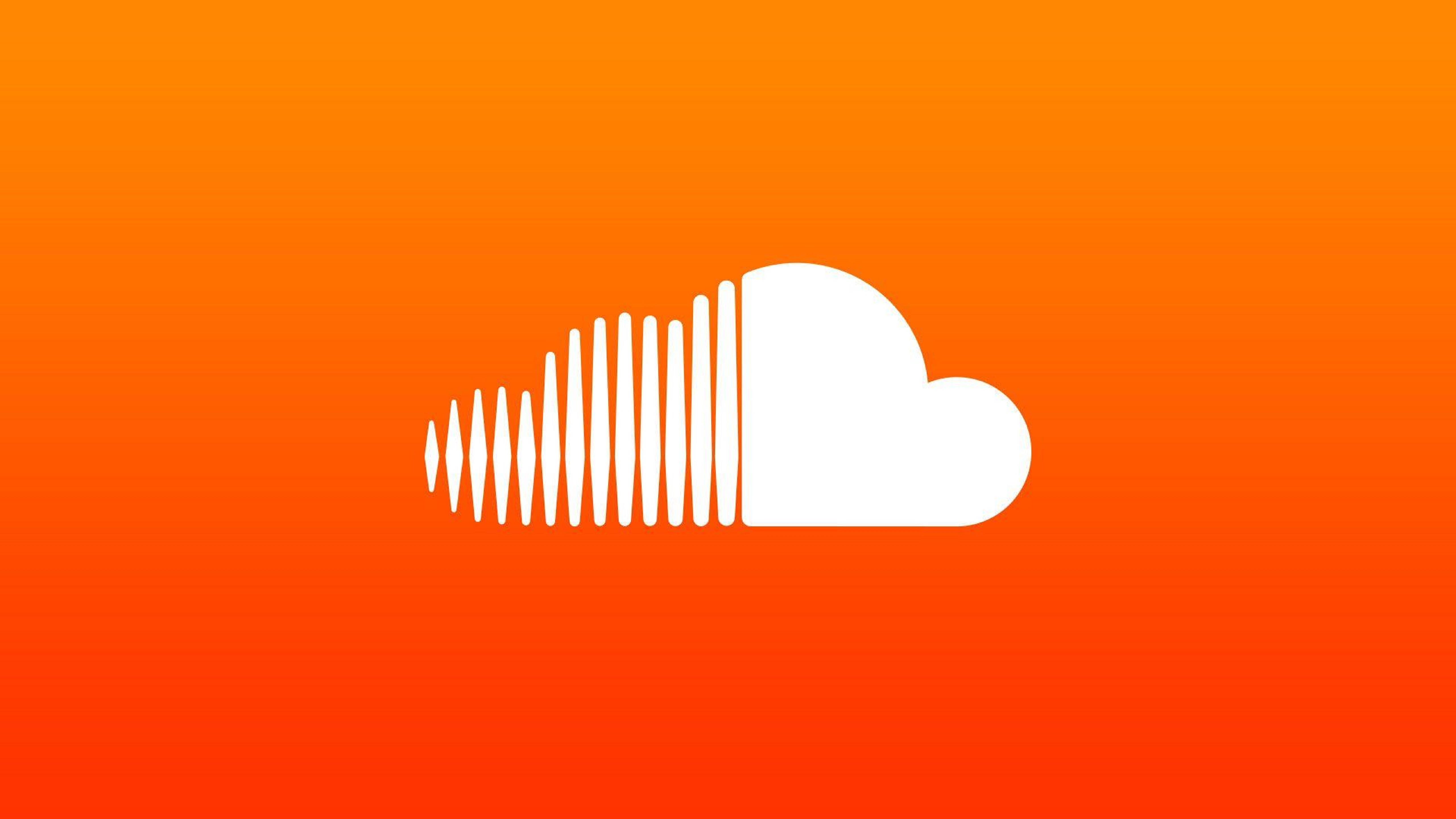 SoundCloud, white cloud icon, soundwave lines, 5K Desktop Wallpaper