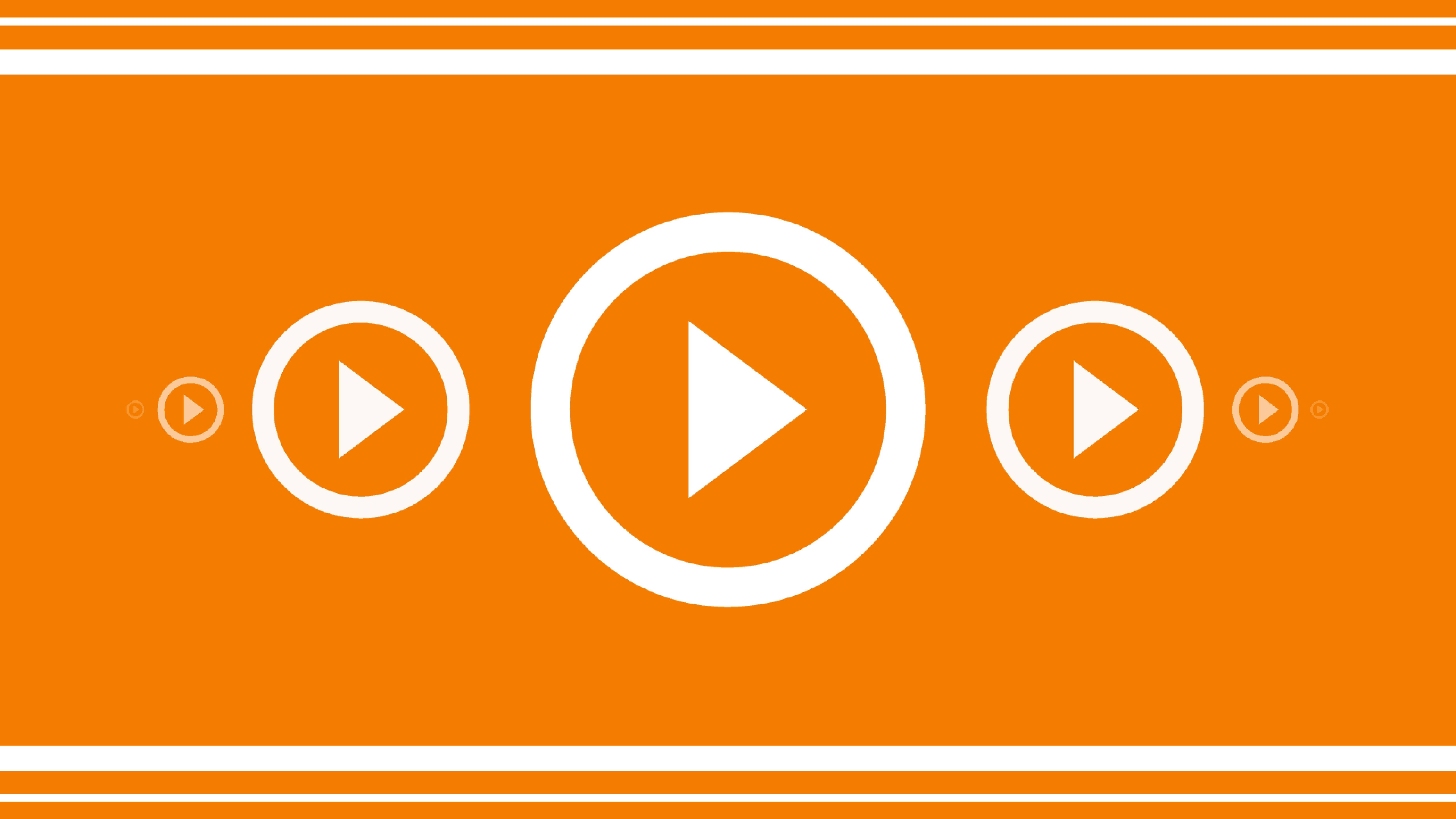 SoundCloud, orange background, white circular play buttons, 5K Desktop Wallpaper