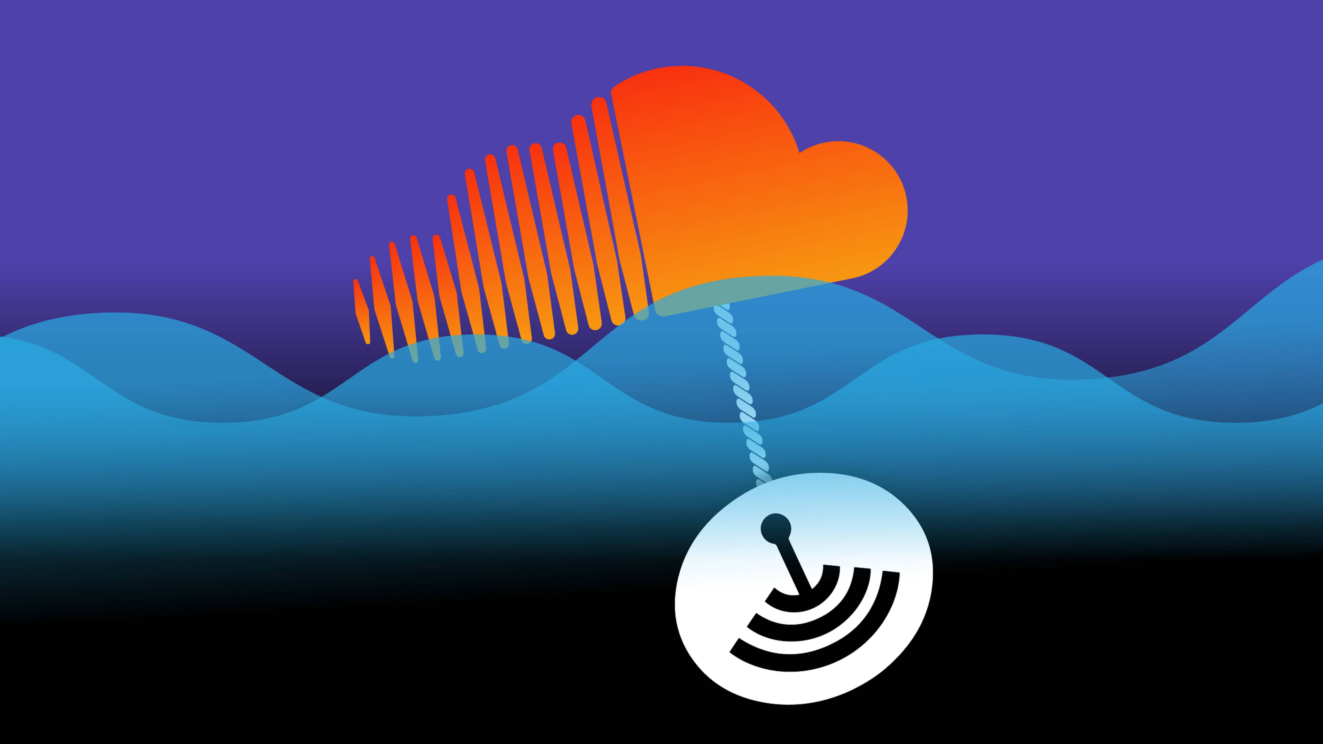 SoundCloud, orange cloud, sound waves, 5K Desktop Wallpaper