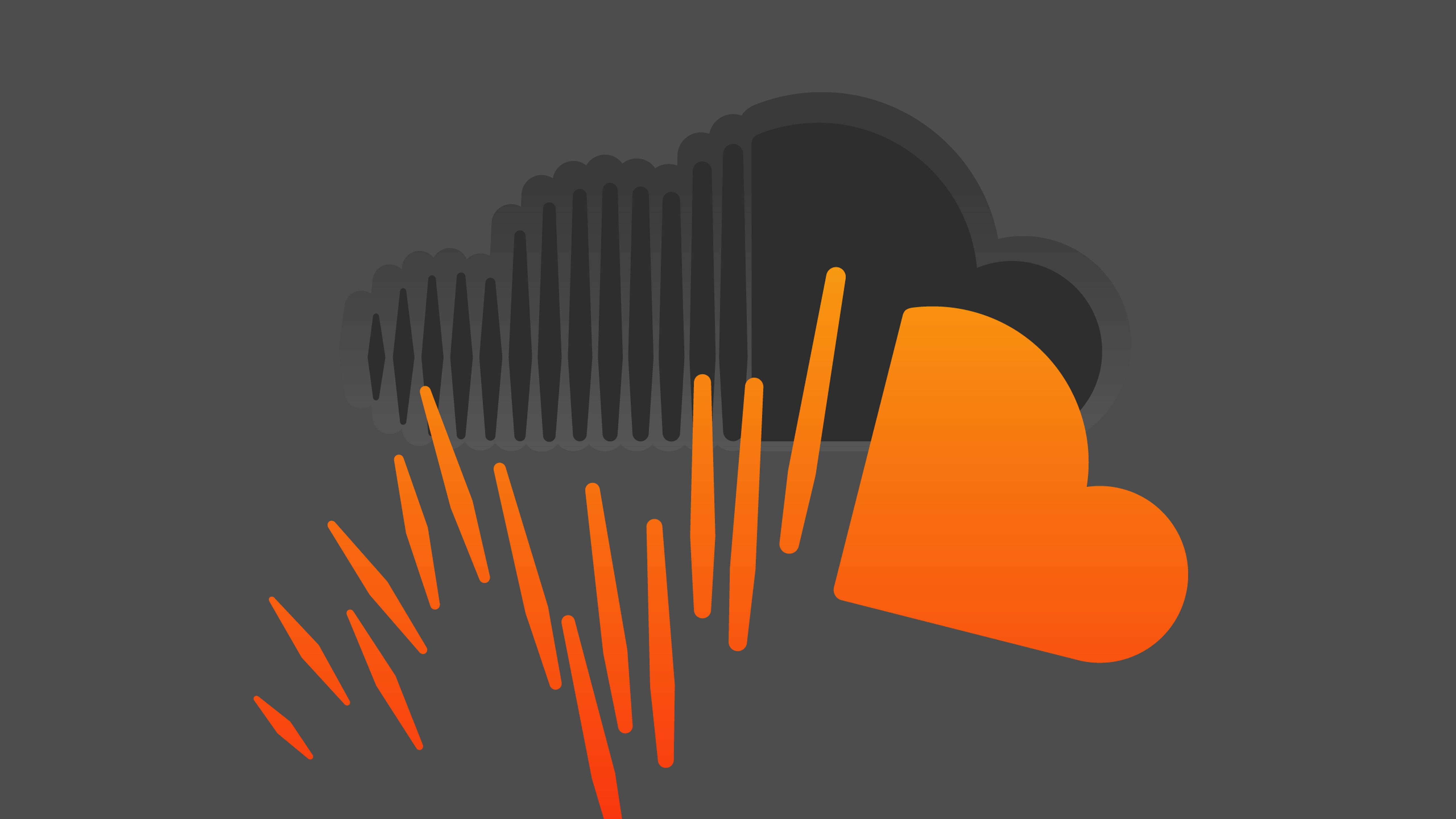 SoundCloud, orange heart, vibrant sound waves, 5K Desktop Wallpaper