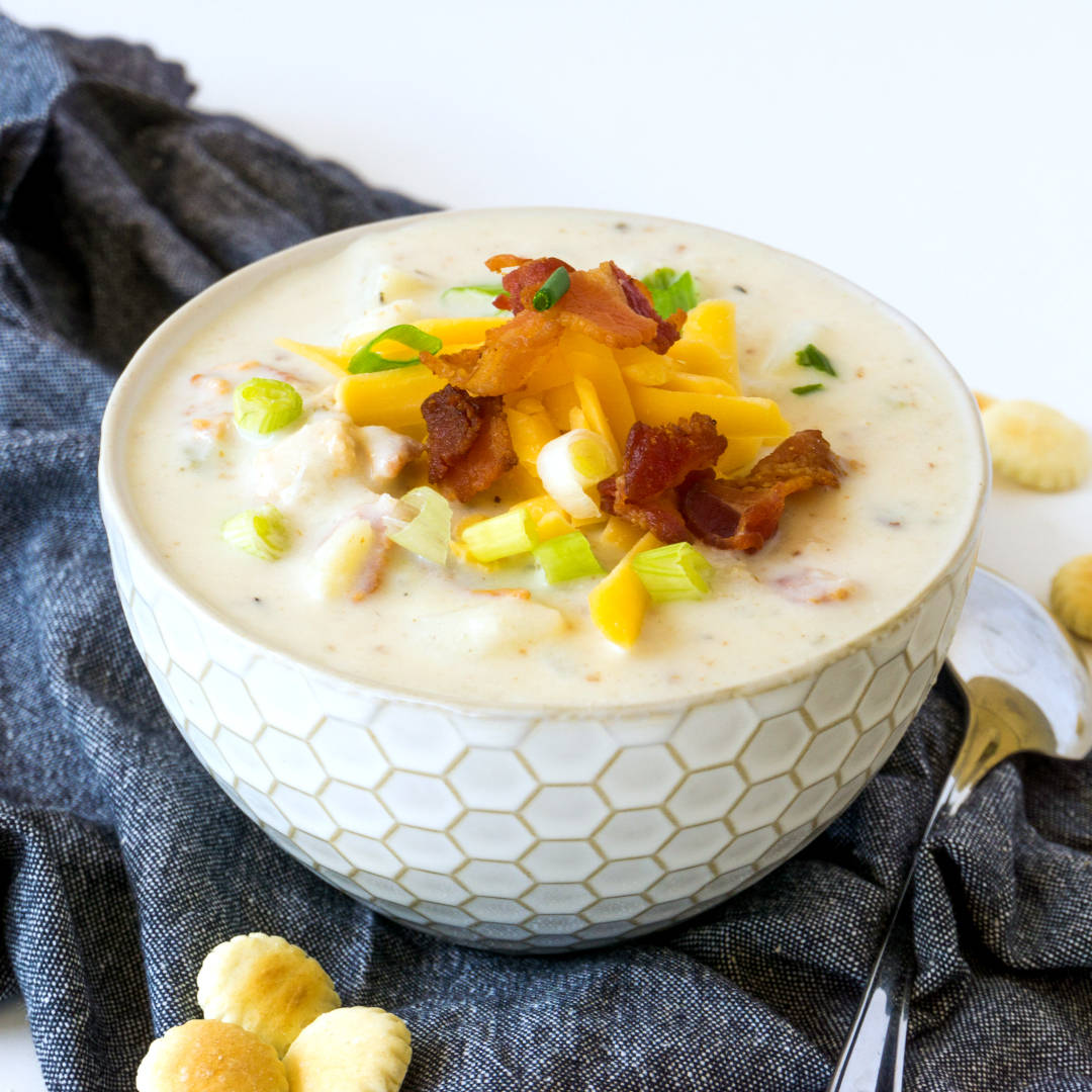 New England Clam Chowder, cheese, bacon, SD Desktop Wallpaper