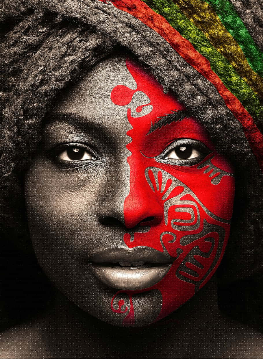 South African Woman, traditional tribal tattoo, red tribal patterns, SD Phone Wallpaper