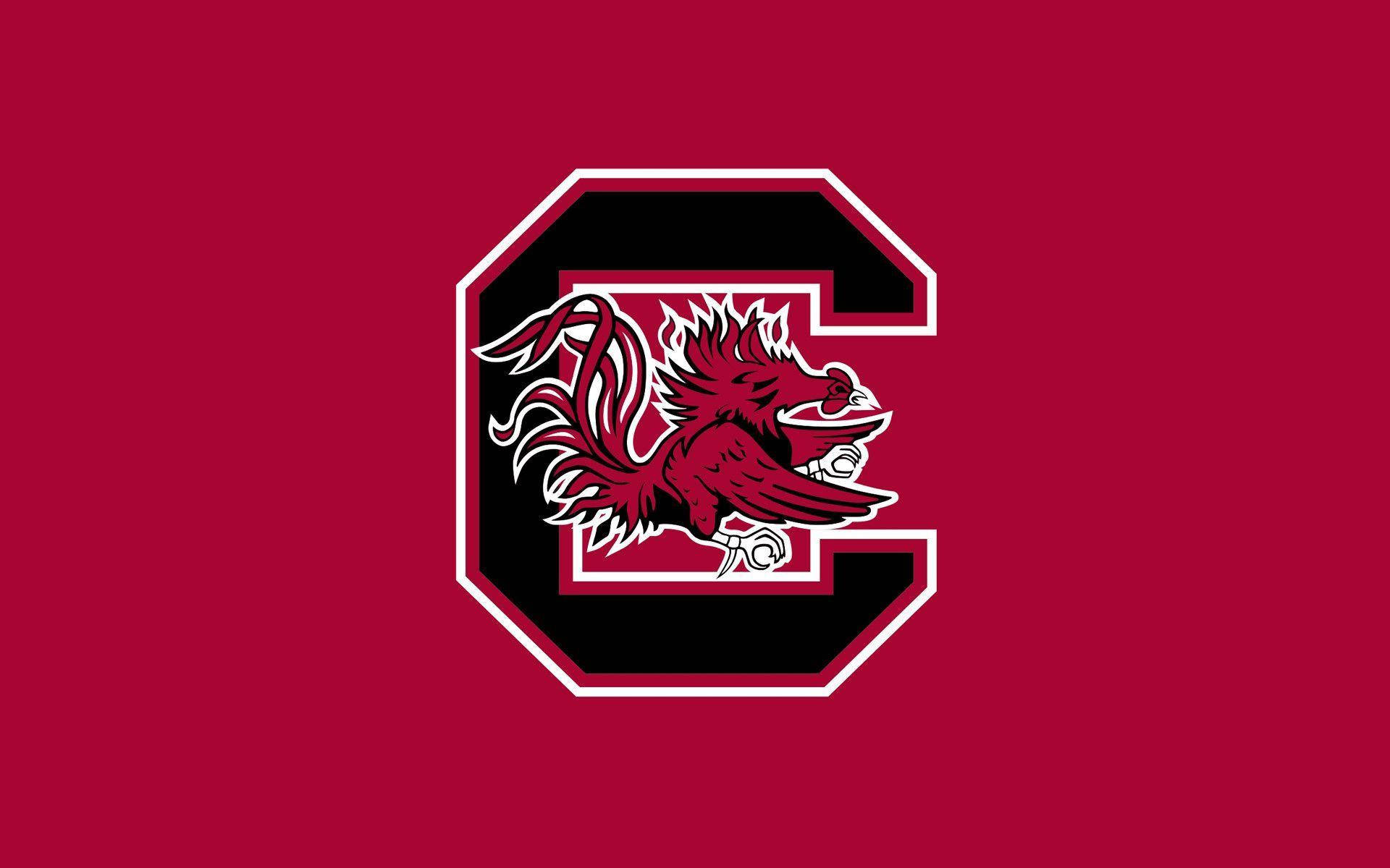 South Carolina Gamecocks, crimson, black outlined letter C, Full HD Desktop Wallpaper