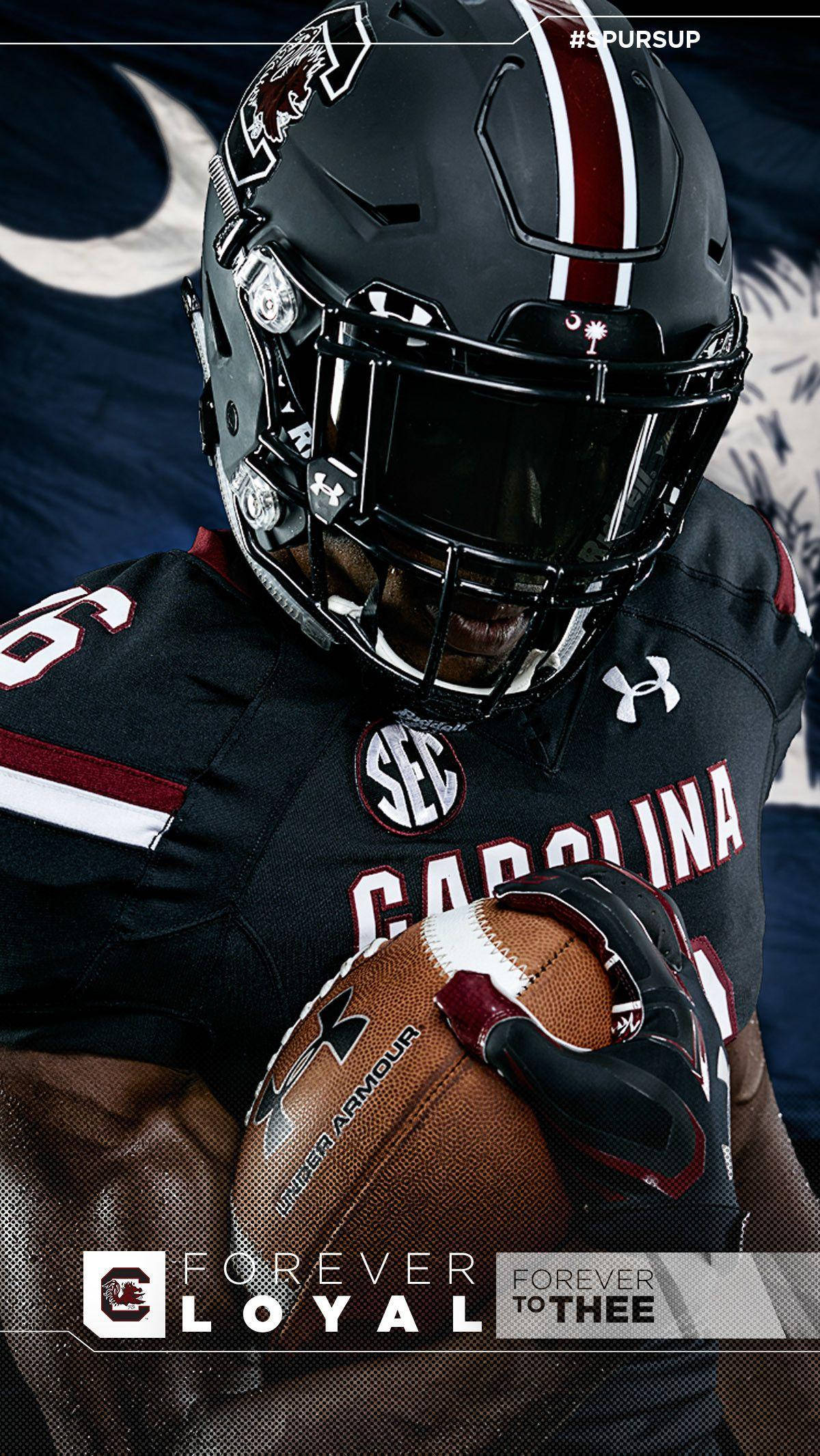South Carolina Gamecocks, black helmet, black jersey, Full HD Phone Wallpaper