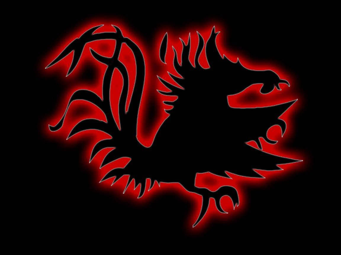 South Carolina Gamecocks, black background, glowing red, SD Desktop Wallpaper