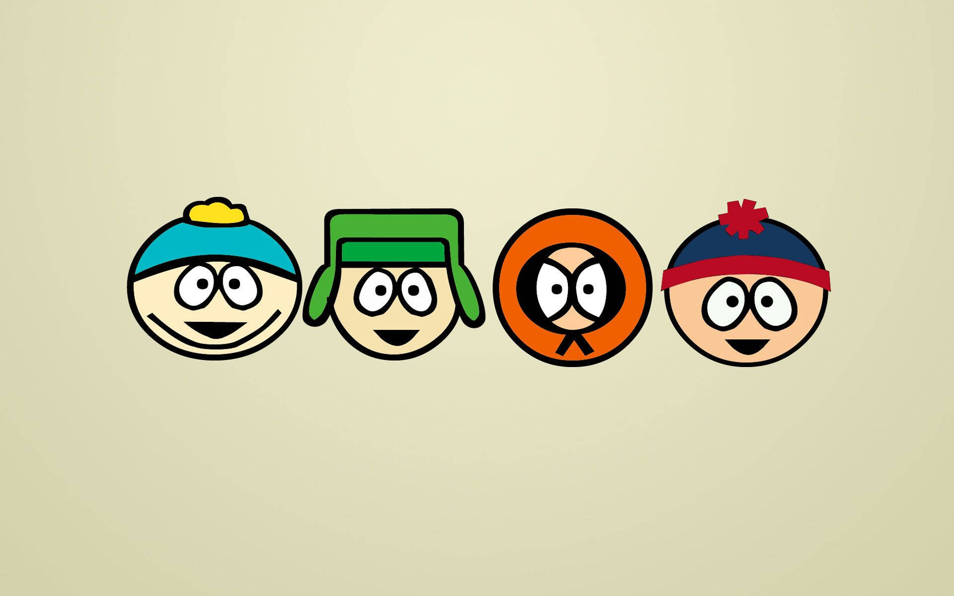 South Park, cartoon characters, beige background, Full HD Desktop Wallpaper