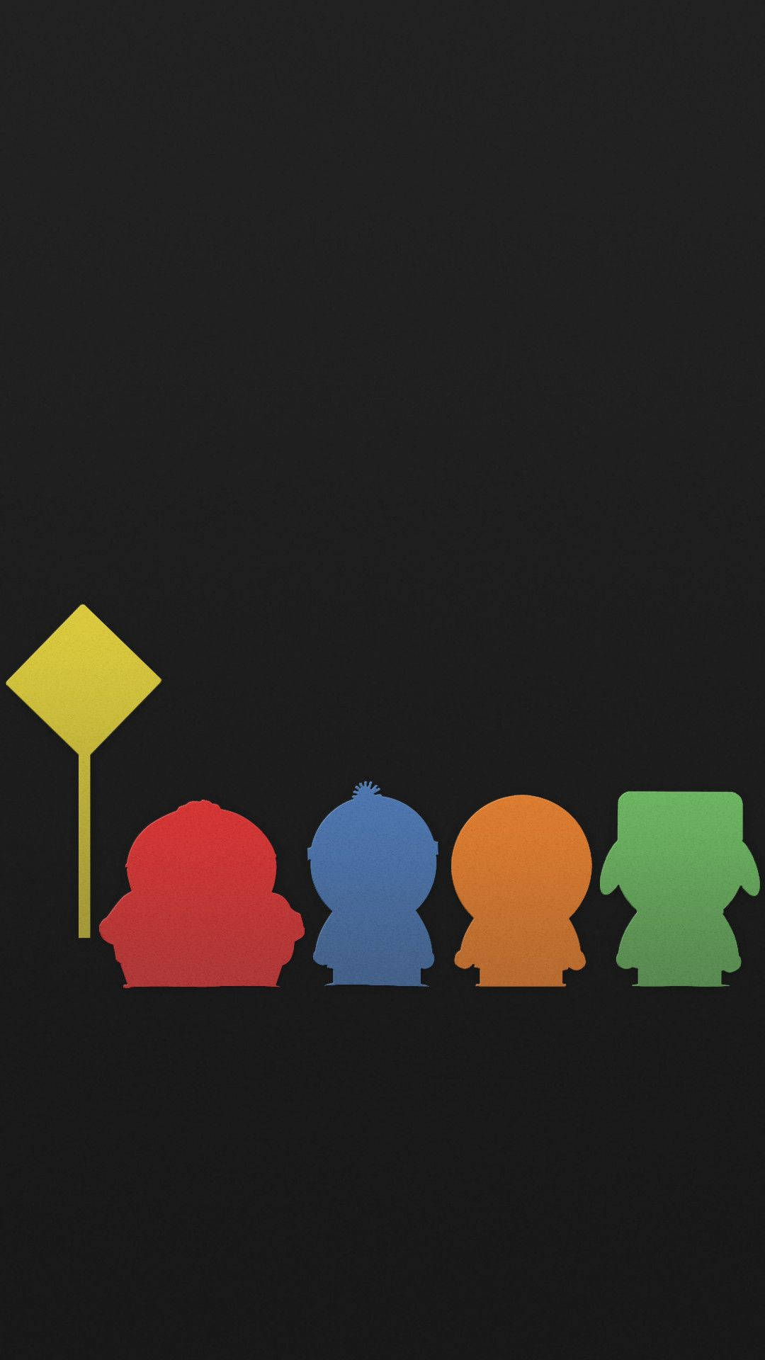 South Park, silhouettes, black background, Full HD Phone Wallpaper