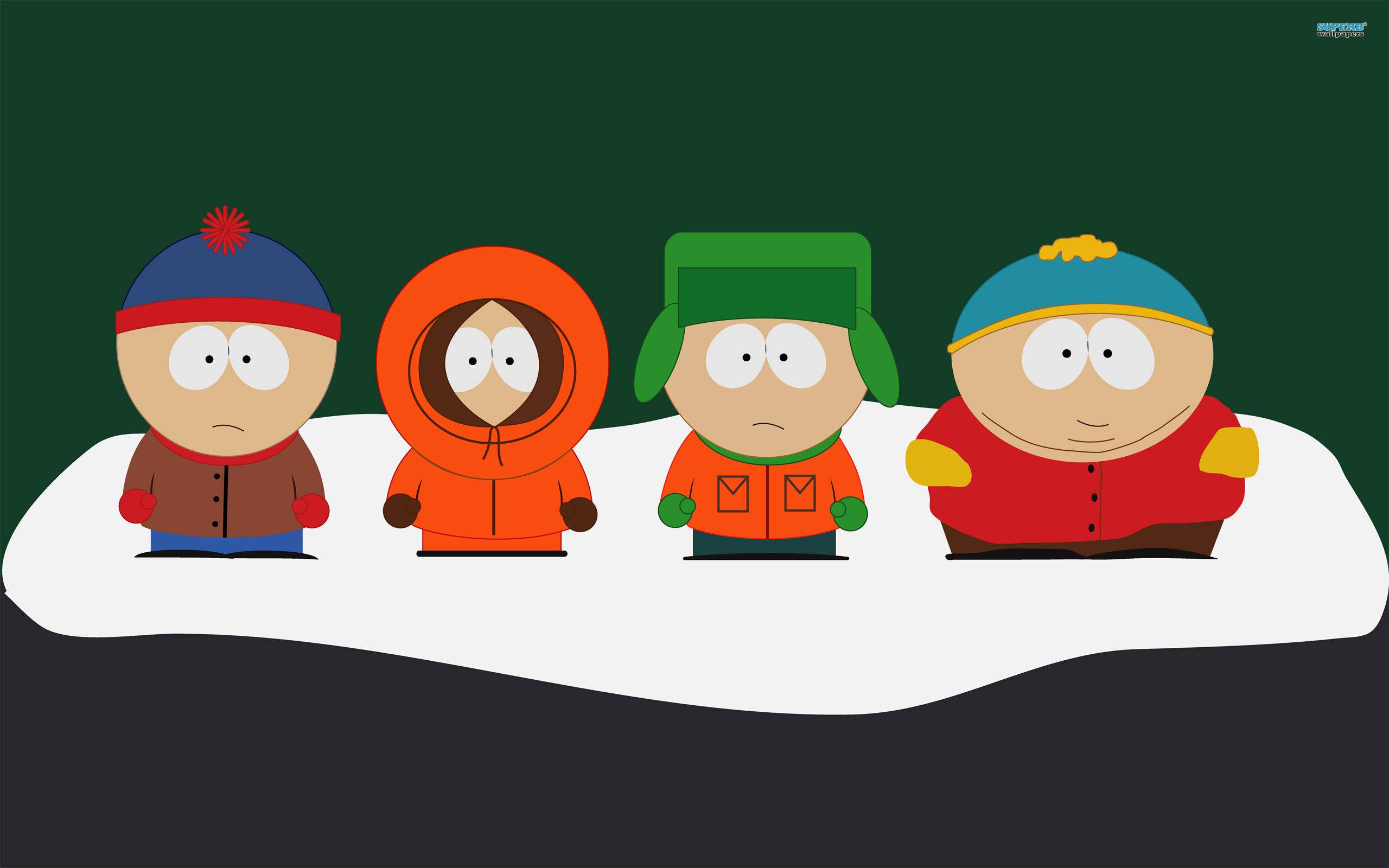 South Park, main characters, white sheet, 2K Desktop Wallpaper
