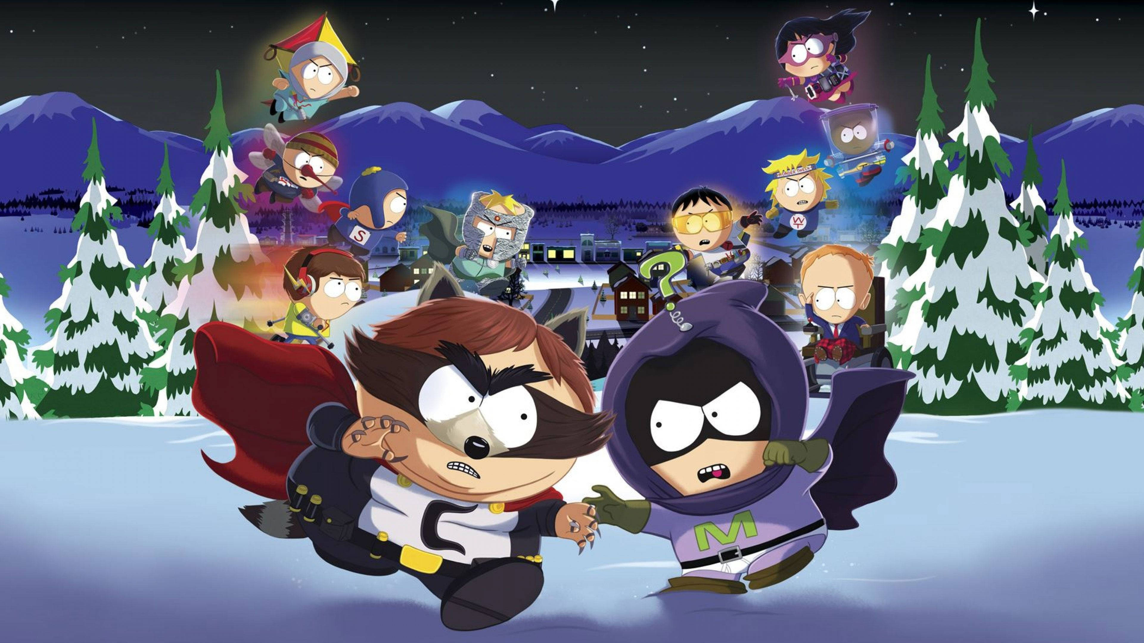 South Park, winter costumes, snowy mountain town, 4K Desktop Wallpaper