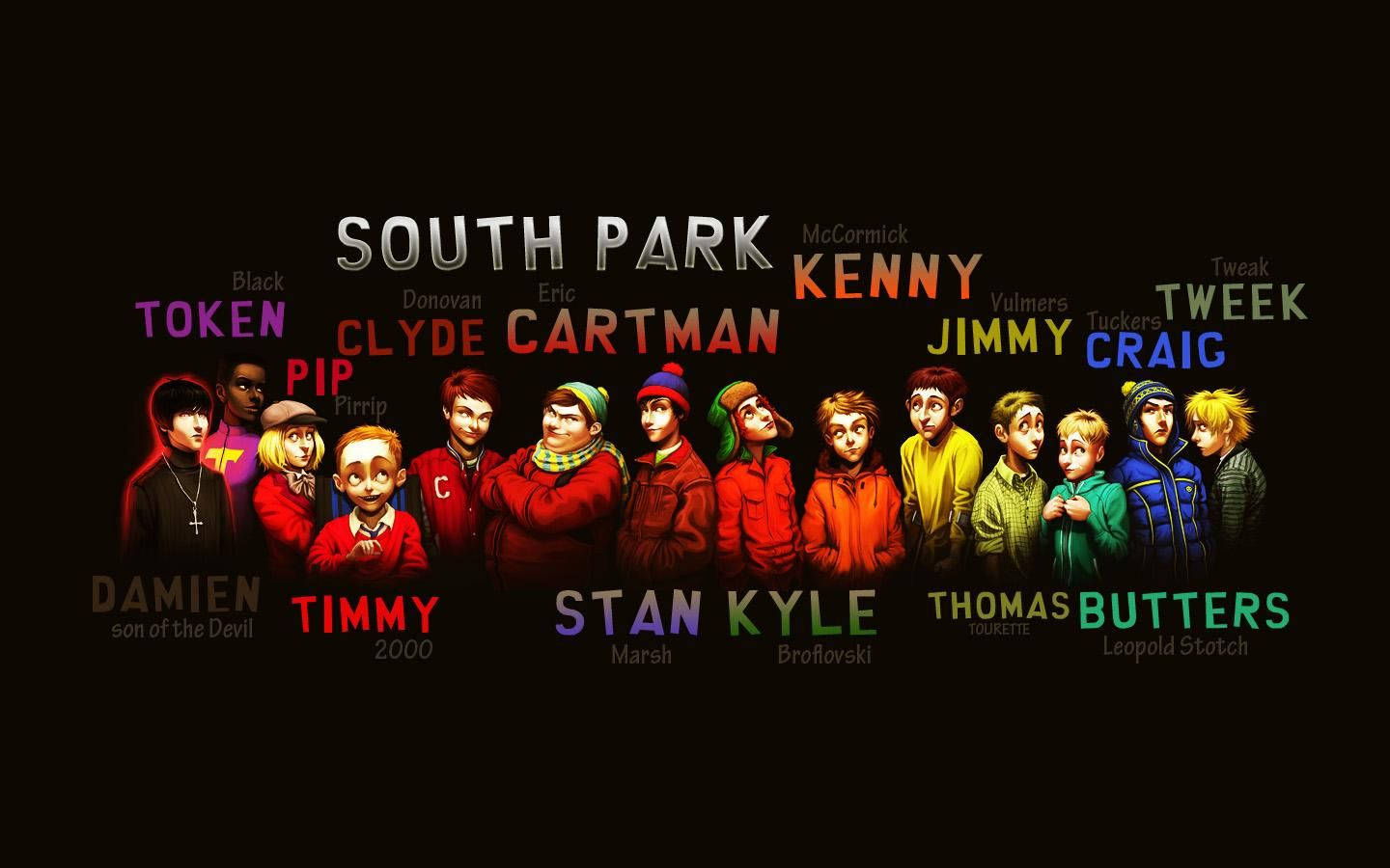 South Park, realistic characters, black background, HD Desktop Wallpaper