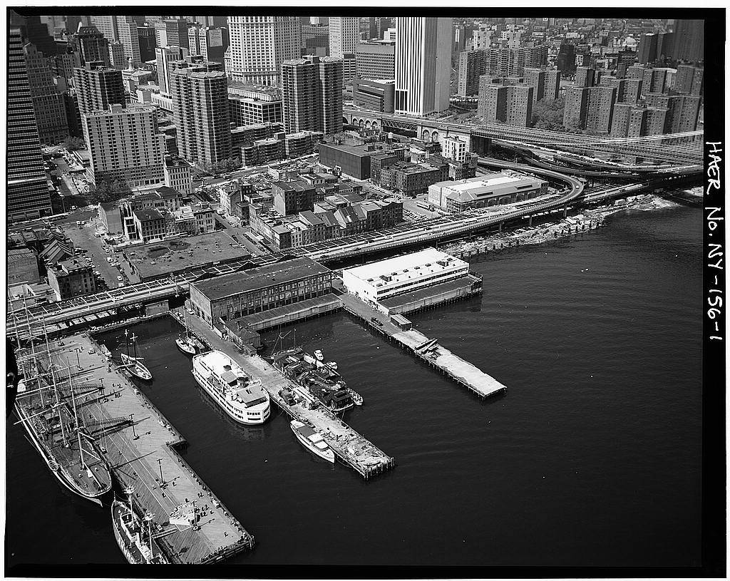South Street Seaport, bustling harbor, docked boats, SD Desktop Wallpaper