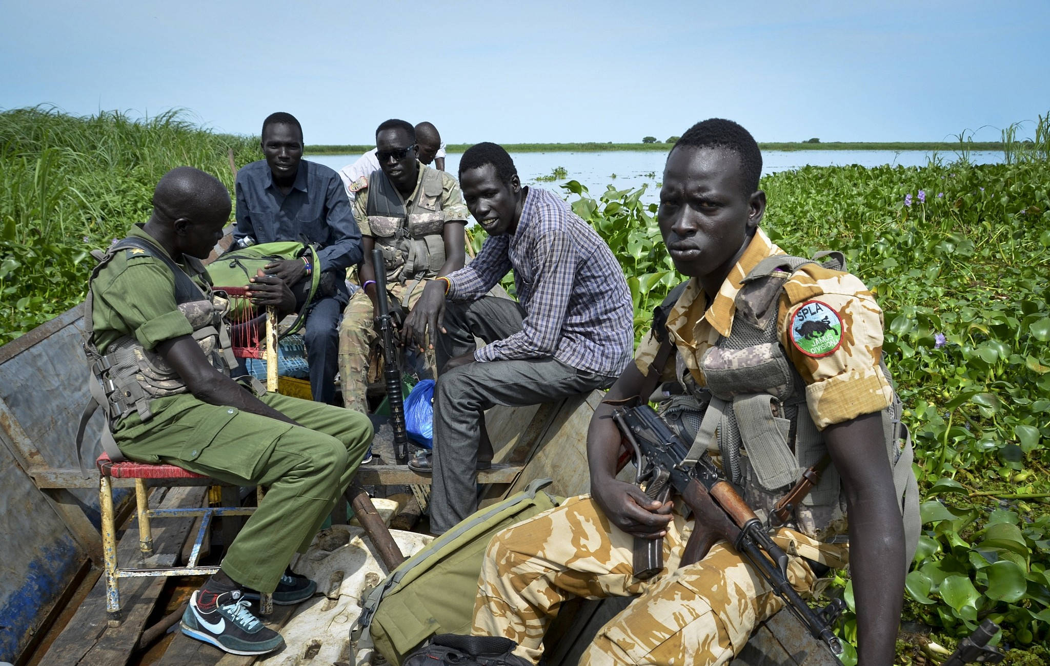 South Sudan, military boat, armed men, Full HD Desktop Wallpaper