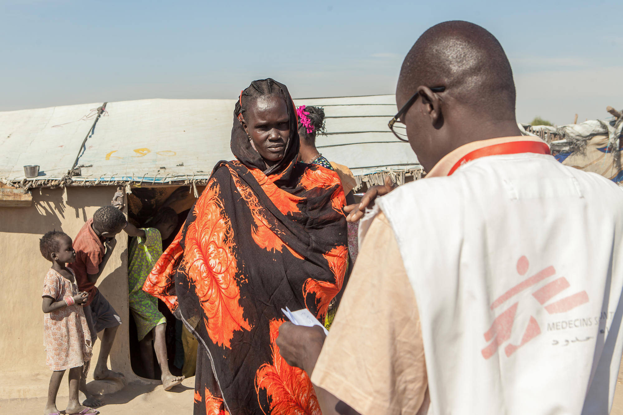 South Sudan, orange dress, vibrant orange and black patterned shawl, Full HD Desktop Wallpaper