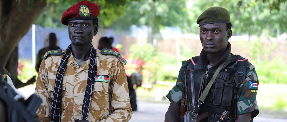 South Sudan, two soldiers, camouflage uniforms, SD Desktop Wallpaper