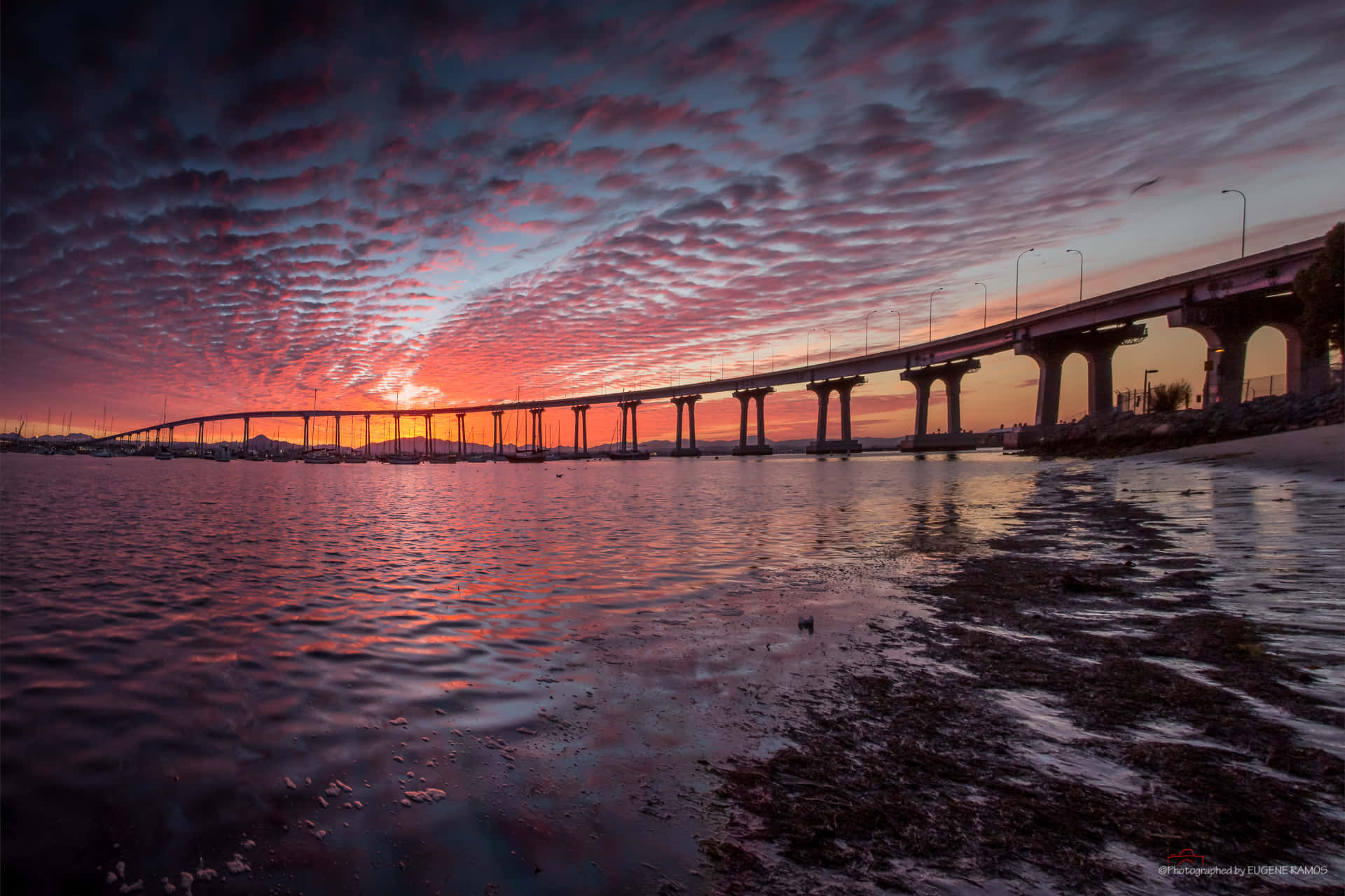 Southern California, sunset, pink clouds, Full HD Desktop Wallpaper