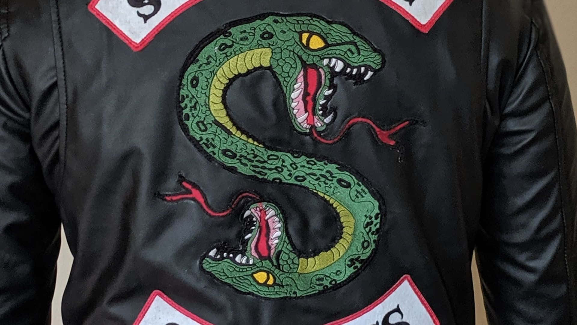 Southside Serpents, black leather jacket, vivid green embroidered snake, Full HD Desktop Wallpaper