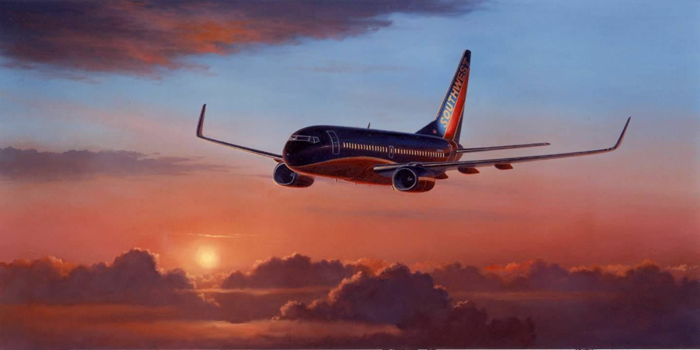 Southwest Airlines, airplane, dusk skies, HD Desktop Wallpaper
