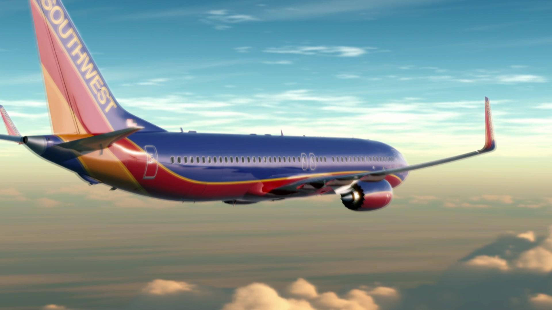 Southwest Airlines, plane, clear blue sky, Full HD Desktop Wallpaper