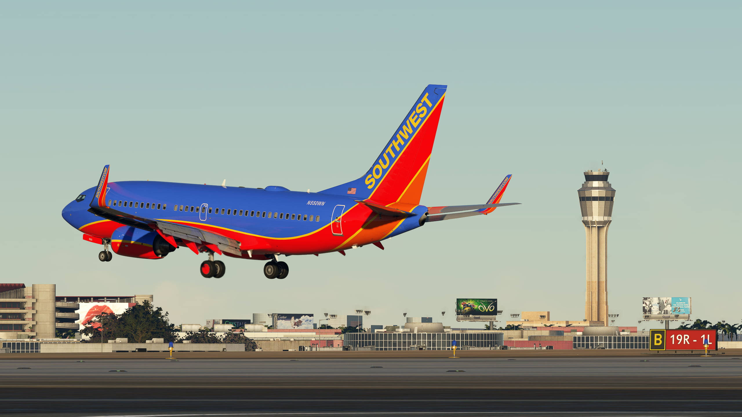 Southwest Airlines, plane take off, airport runway, 2K Desktop Wallpaper