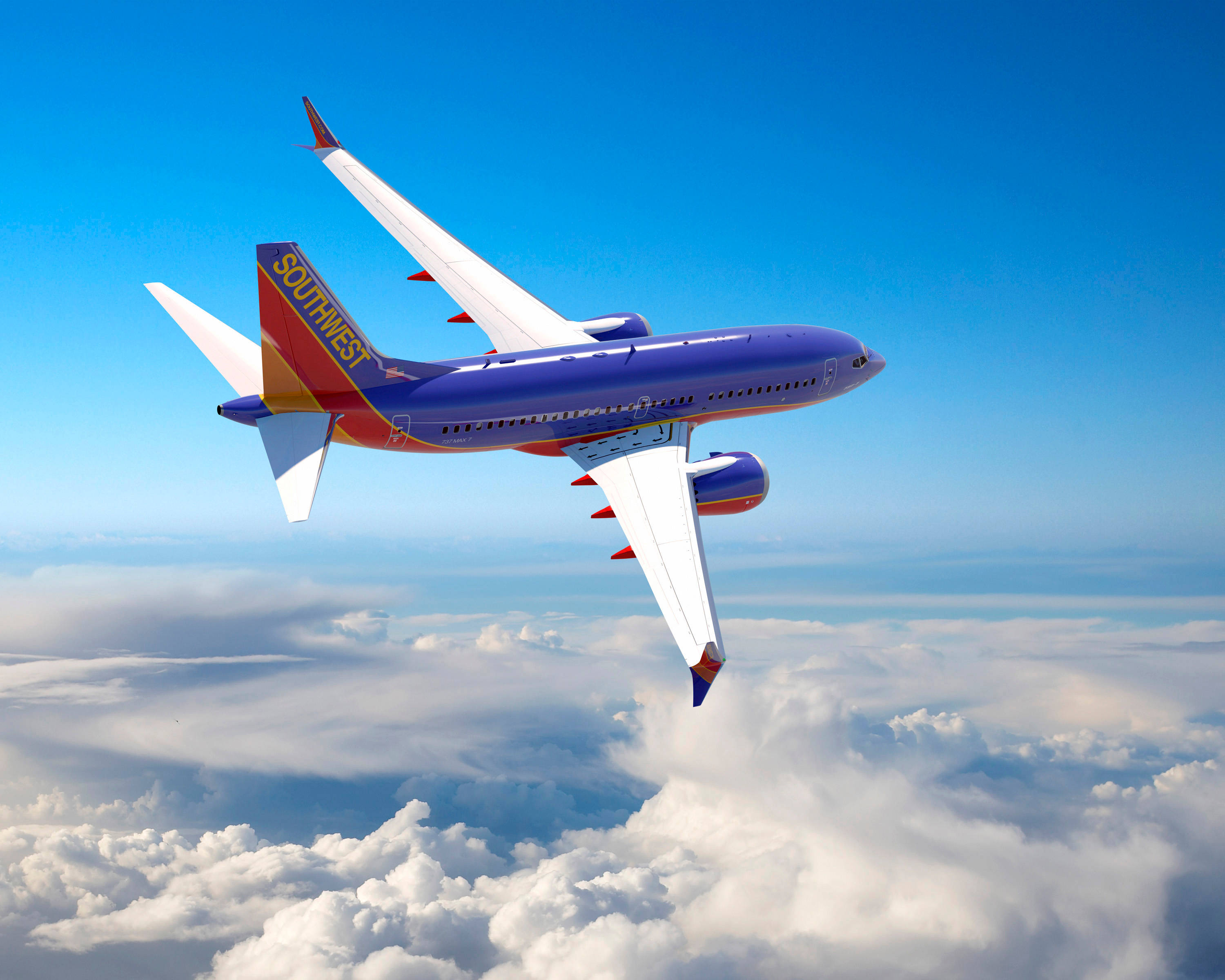 Southwest Airlines, jet, clouds, 2K Desktop Wallpaper