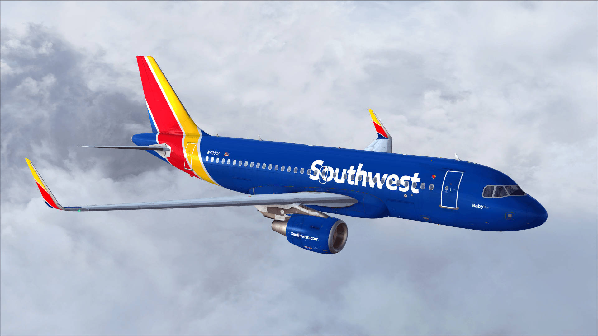 Southwest Airlines, blue red and yellow livery, airplane, Full HD Desktop Wallpaper