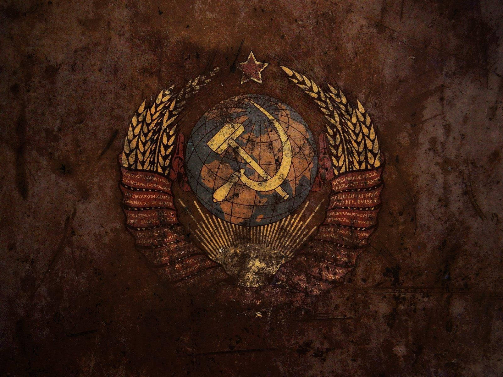 Soviet Union Flag, hammer sickle, globe, HD Desktop Wallpaper