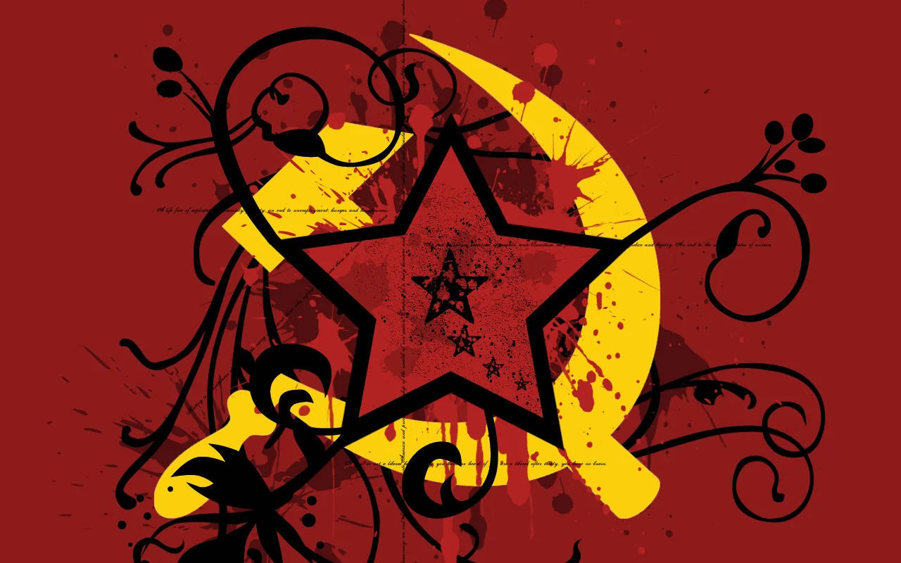 Soviet Union Flag, red background, yellow hammer and sickle, HD Desktop Wallpaper