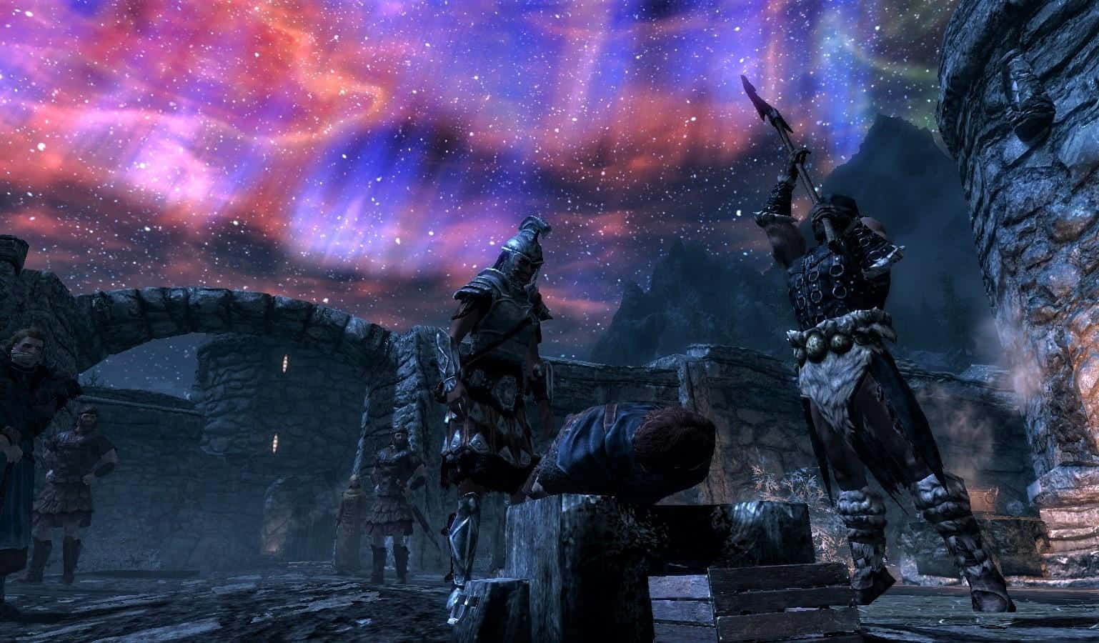 Sovngarde, dark armor, spear, HD Desktop Wallpaper