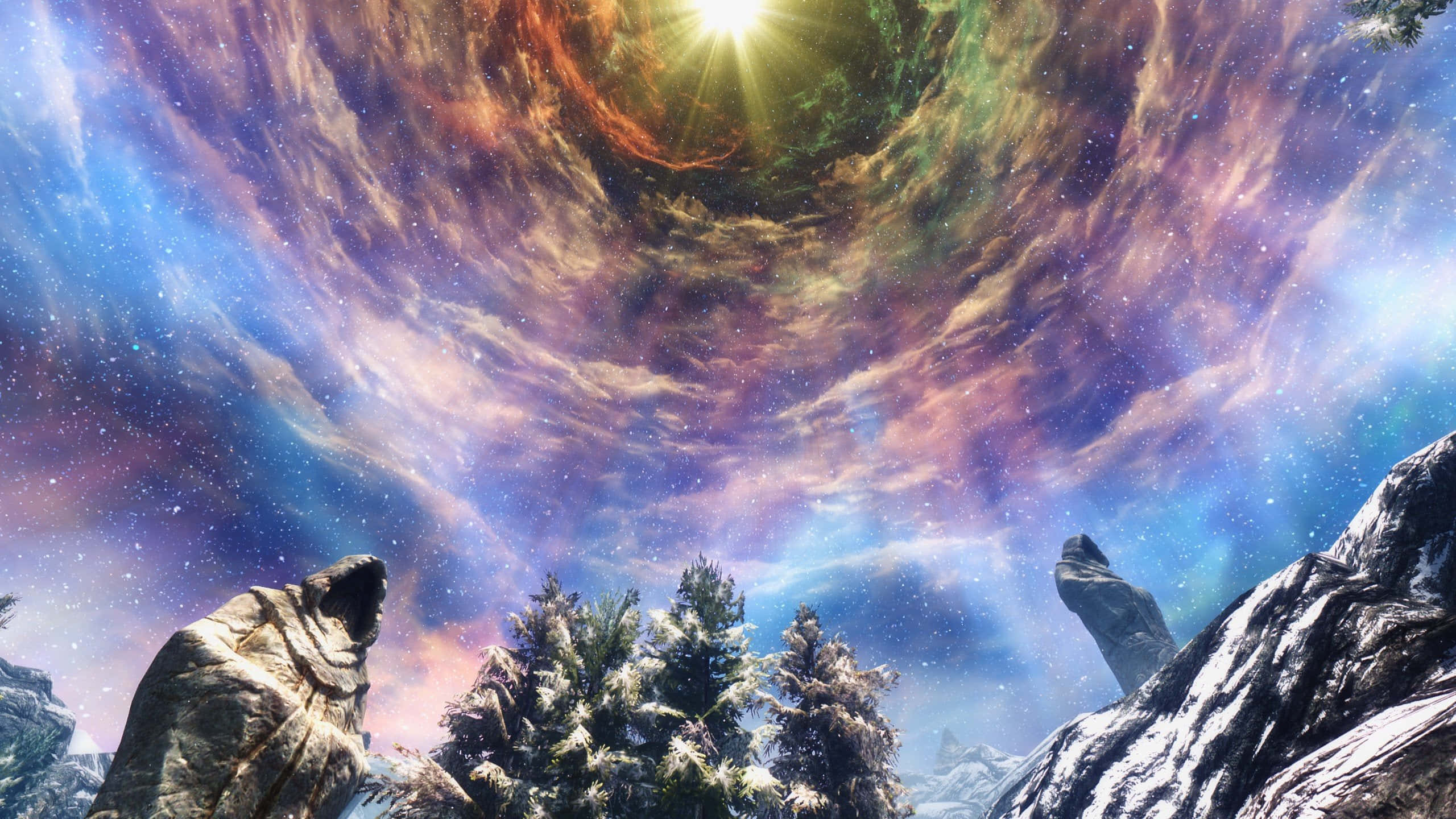 Sovngarde, cosmic sky, swirling nebulae, 2K Desktop Wallpaper