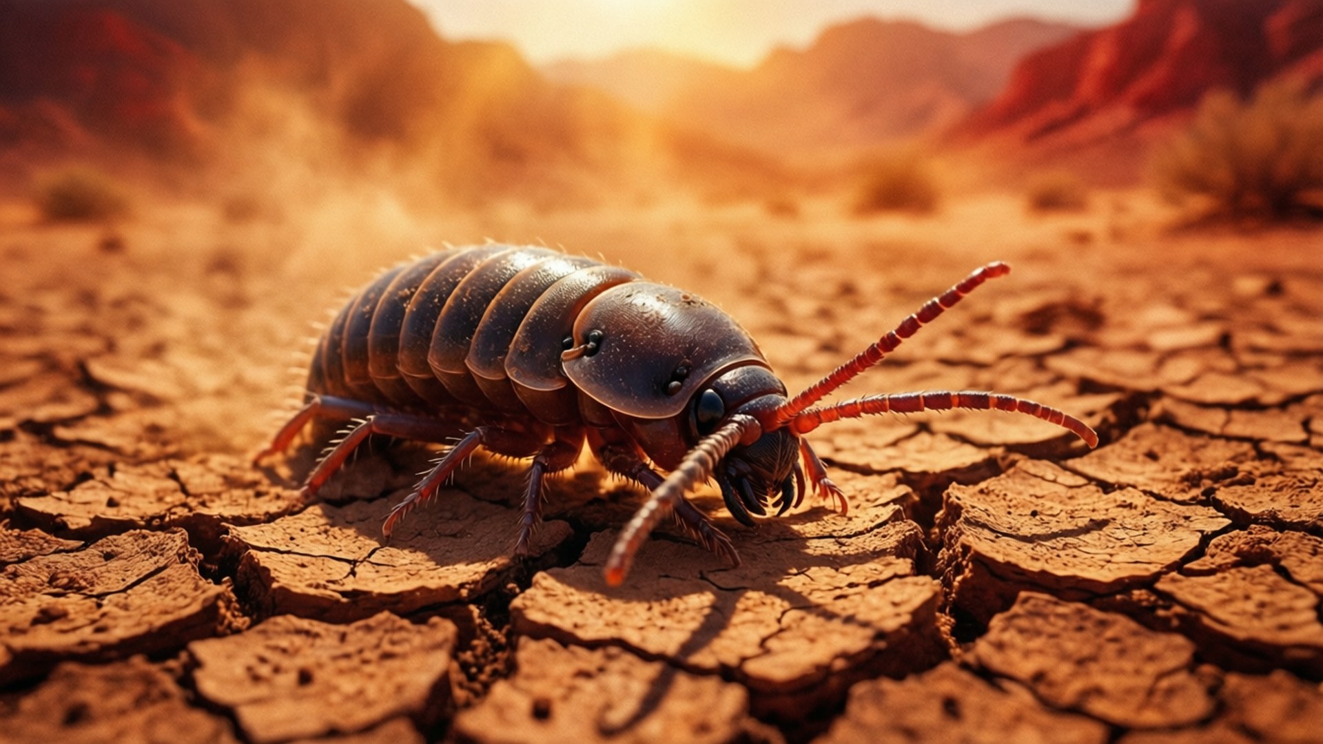 Sowbug, cracked desert landscape, desert, Full HD Desktop Wallpaper