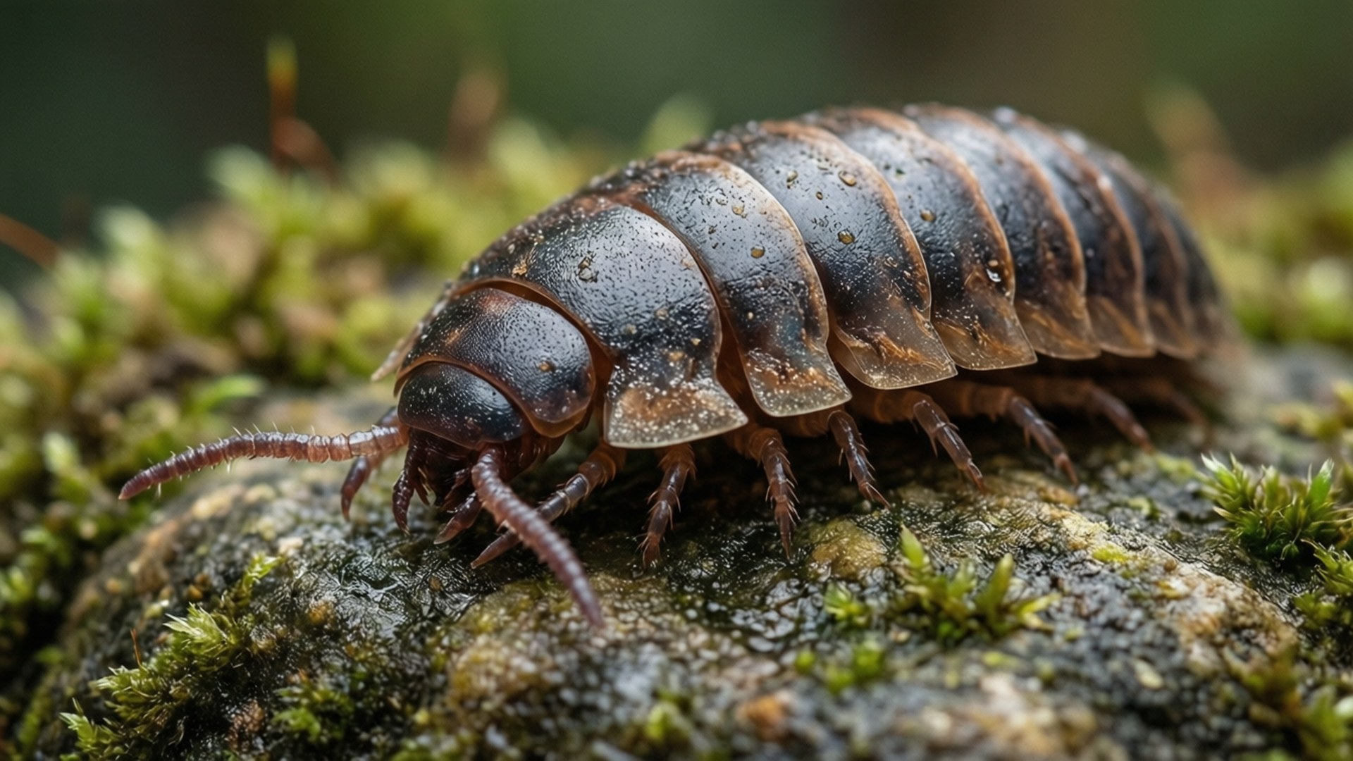 mossy rock crawler, sowbug, mossy rock, Full HD Desktop Wallpaper