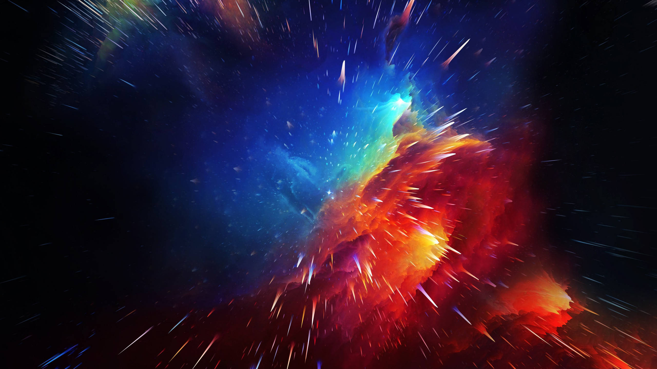 Red Blue Galaxy, cosmic nebula, fiery reds, 2K Desktop Wallpaper