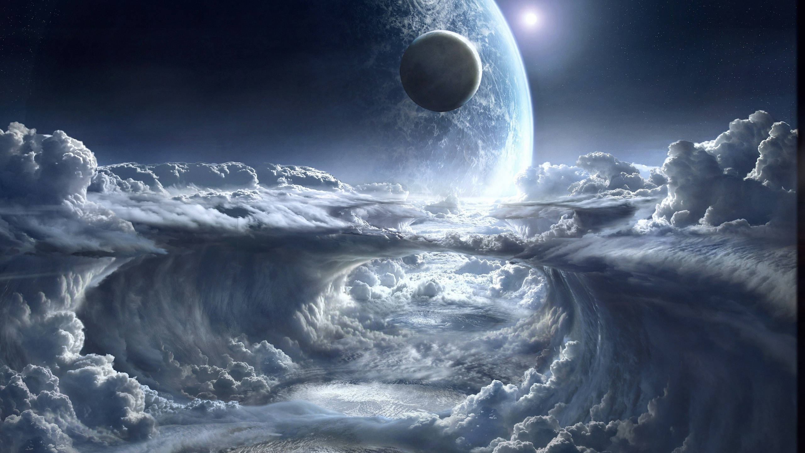 space 2560x1440, cosmic scene, planet, 2K Desktop Wallpaper