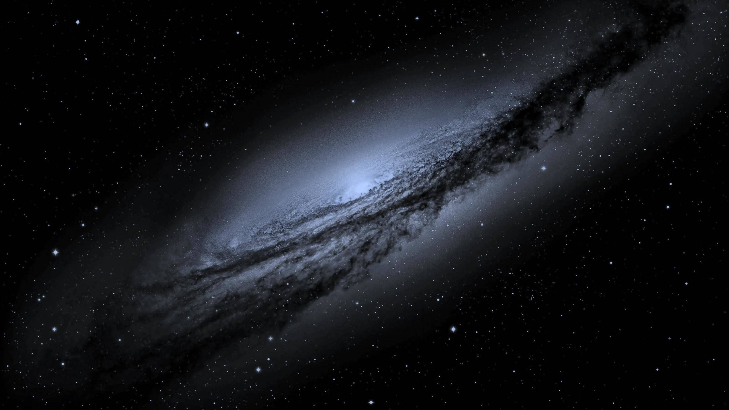 spiral galaxy, blue and white light, starfield, 2K Desktop Wallpaper