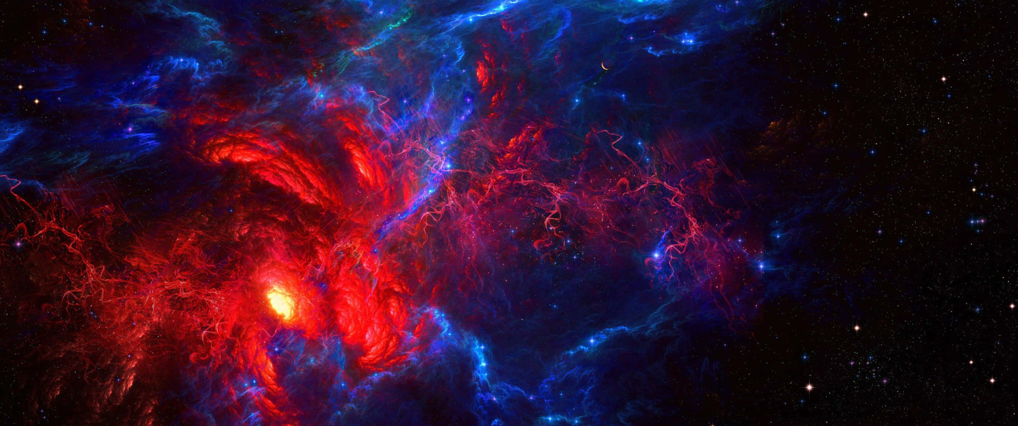 ultra wide 3440x1440, nebula, fiery red, 2K Desktop Wallpaper