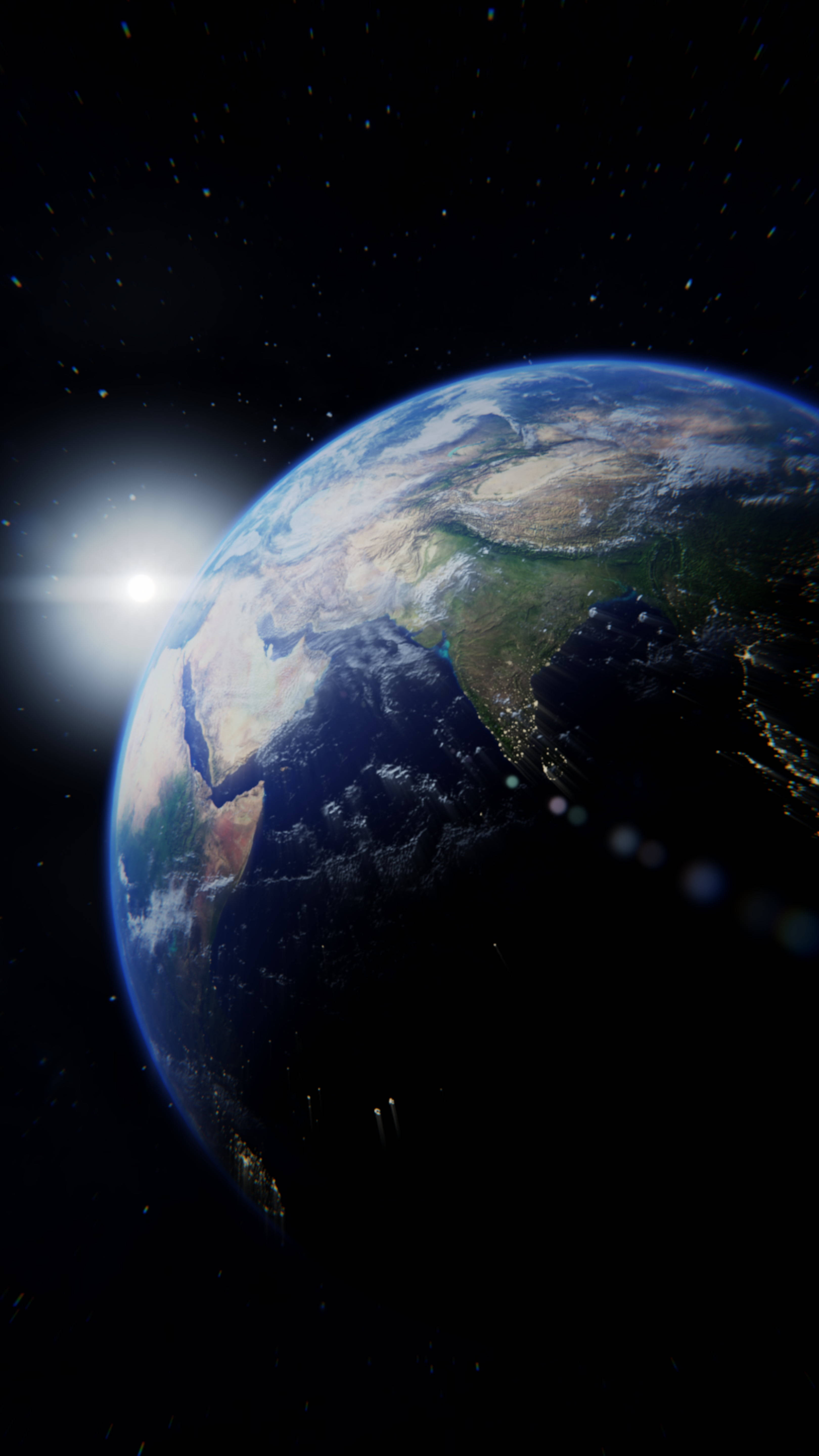 Earth, blue oceans, green continents, 5K Phone Wallpaper
