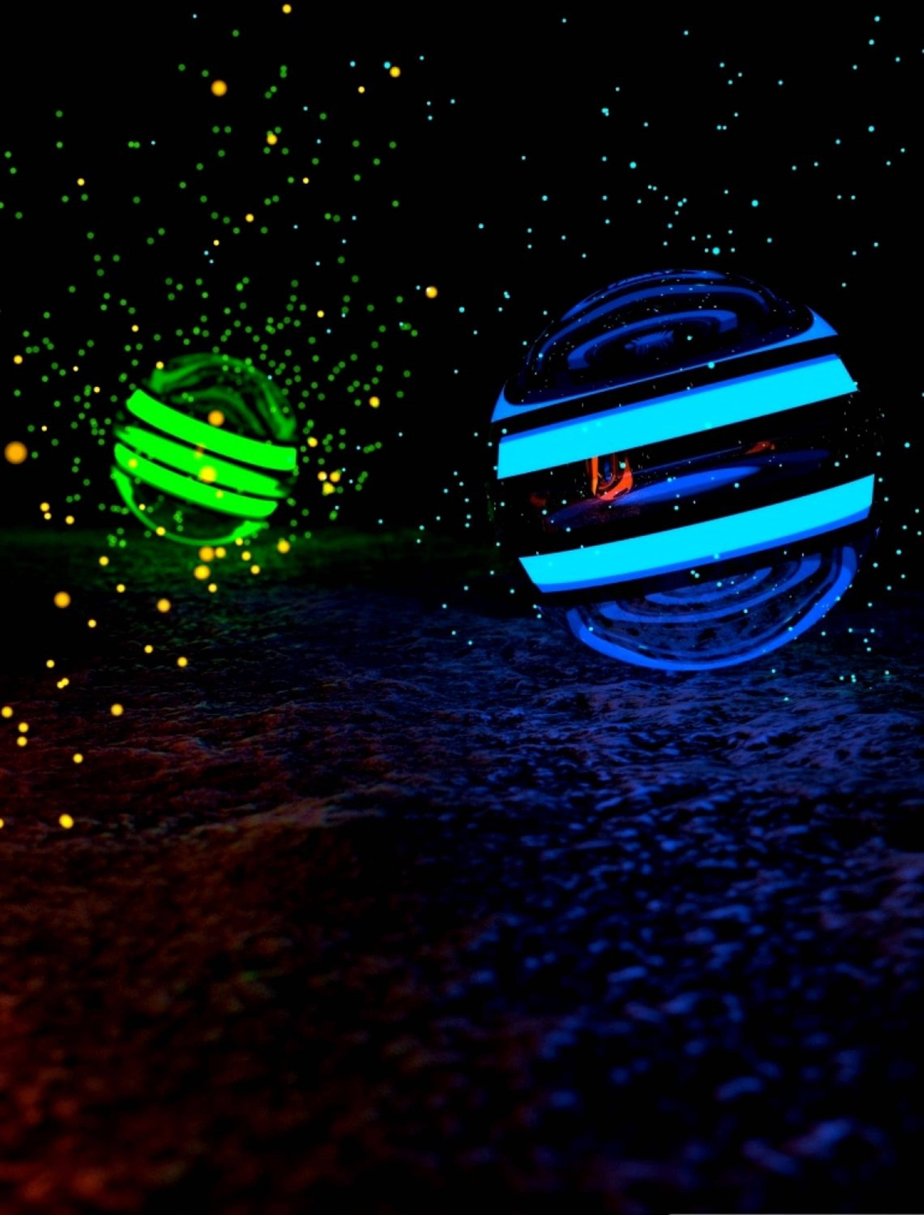 Mobile 4K, neon stripes, glowing spheres, 4K Phone Wallpaper