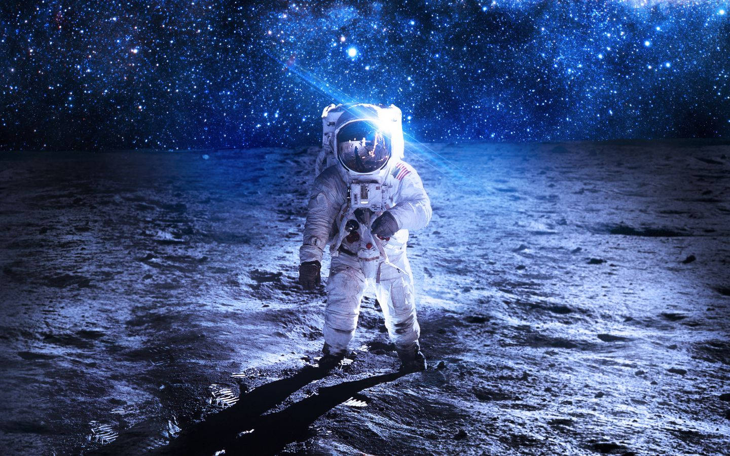 astronaut, moon, lunar surface, HD Desktop Wallpaper