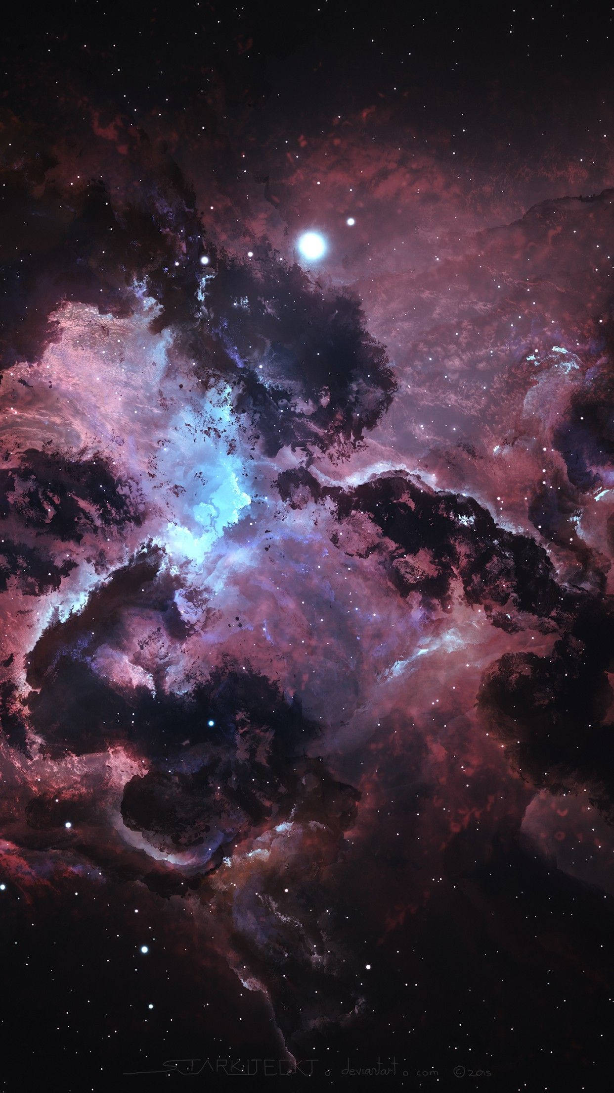 cosmic nebula, vibrant magenta, electric blue, Full HD Phone Wallpaper